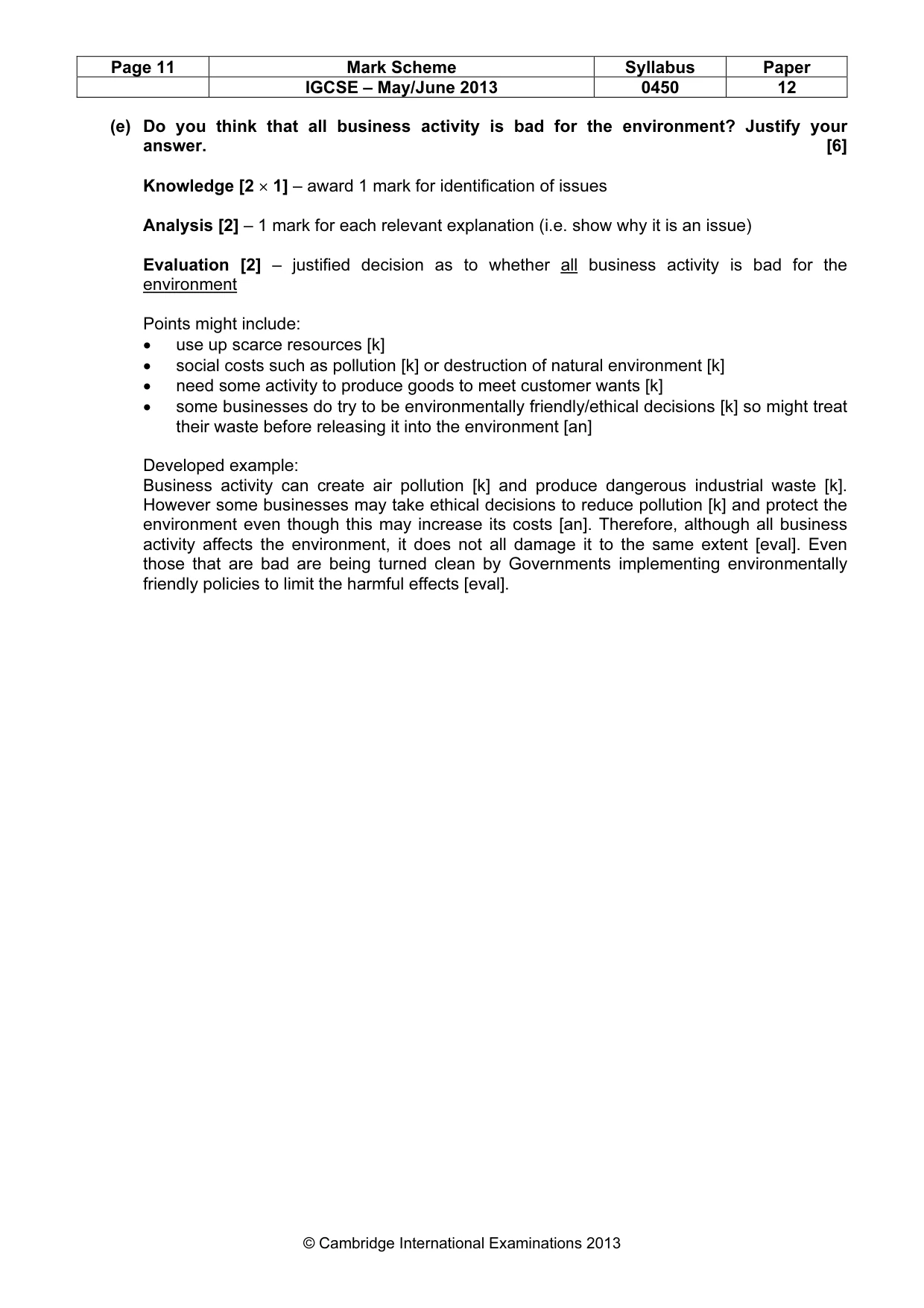 Mark scheme, page 11 of 11