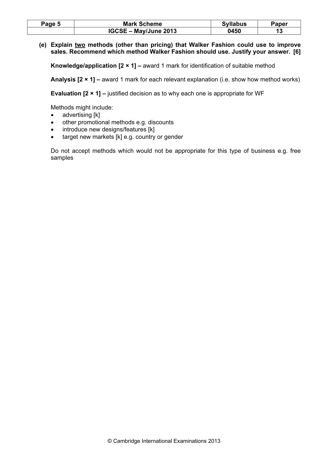 Mark scheme, page 5 of 11