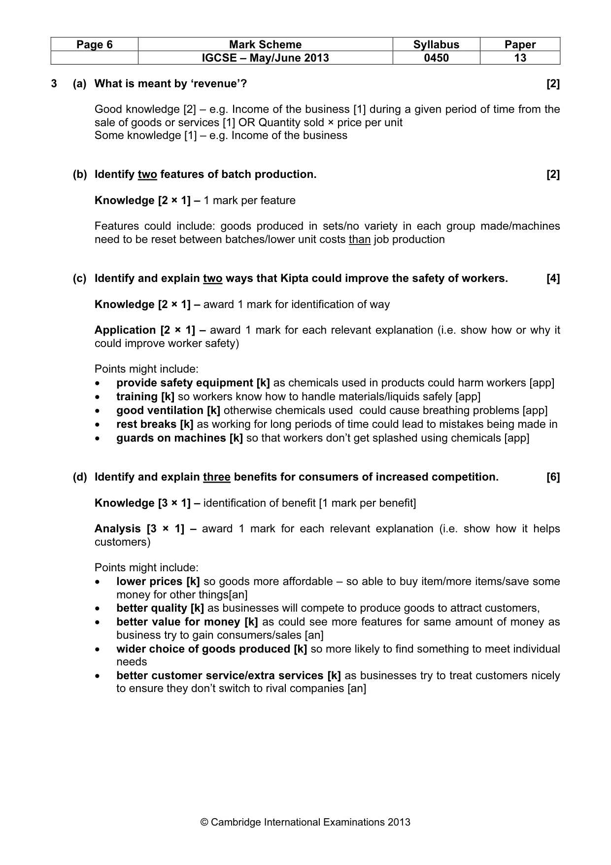 Mark scheme, page 6 of 11