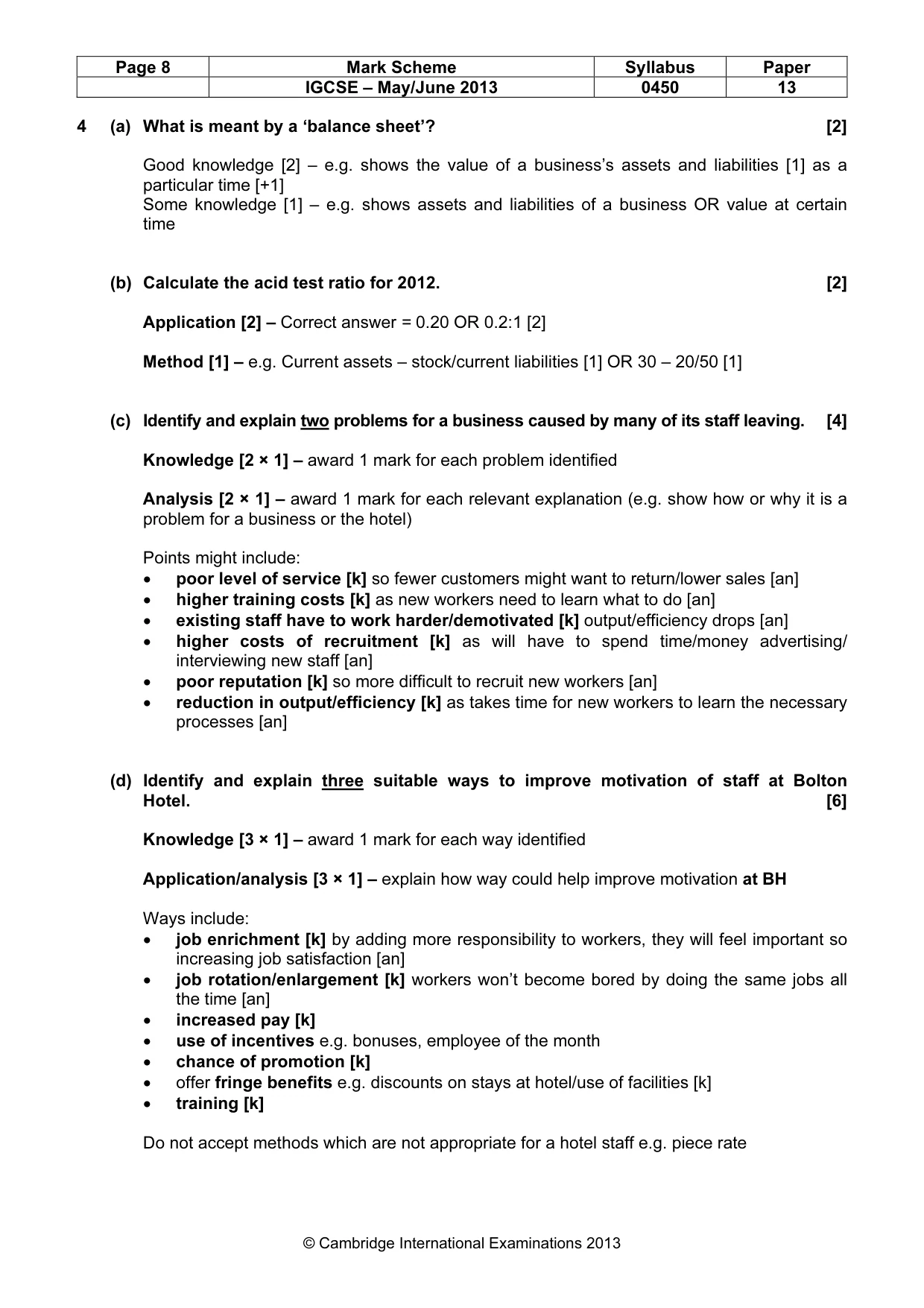 Mark scheme, page 8 of 11