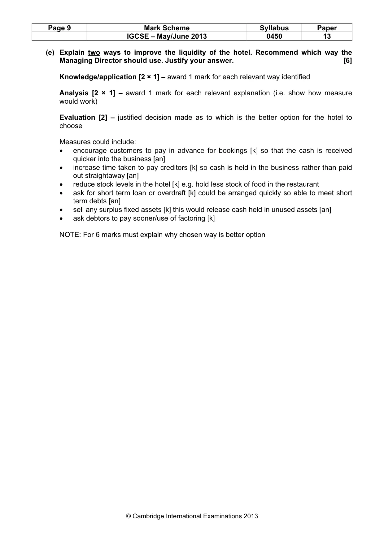Mark scheme, page 9 of 11