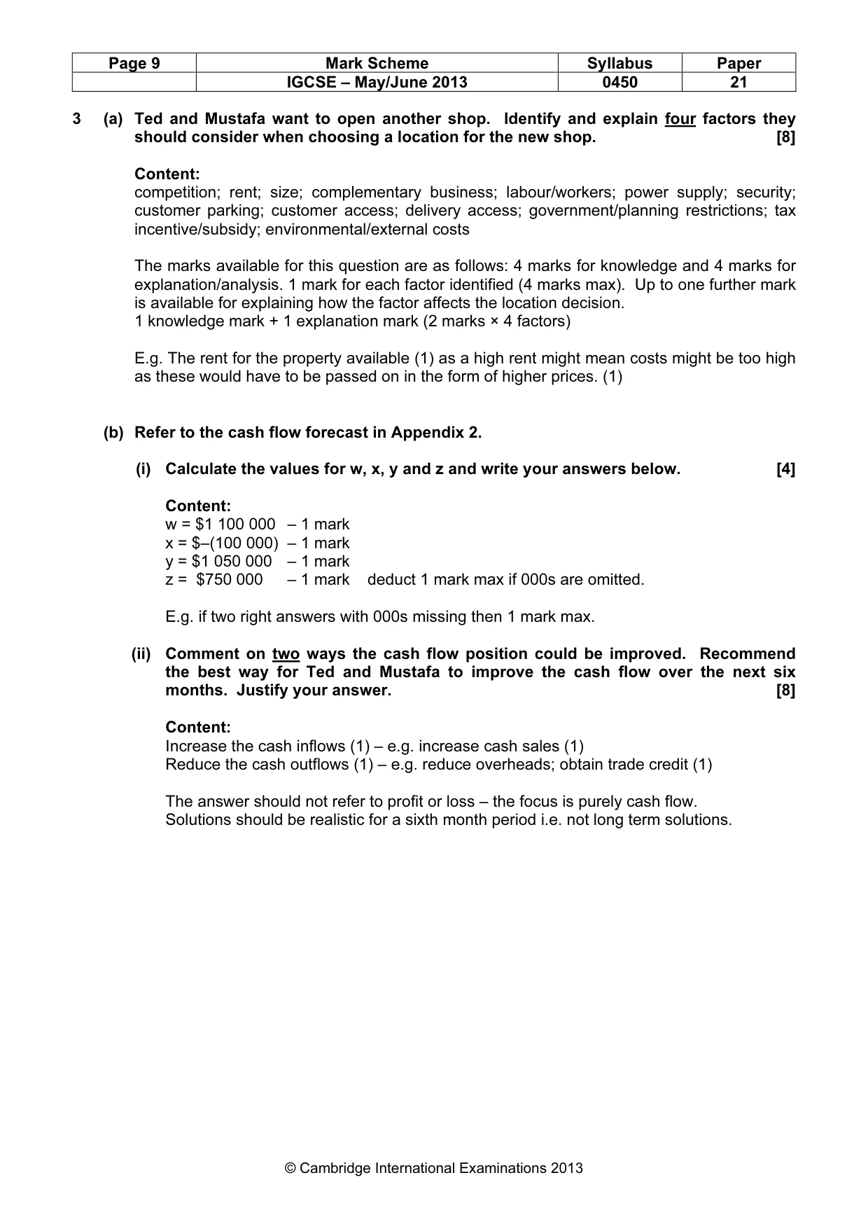 Mark scheme, page 9 of 16