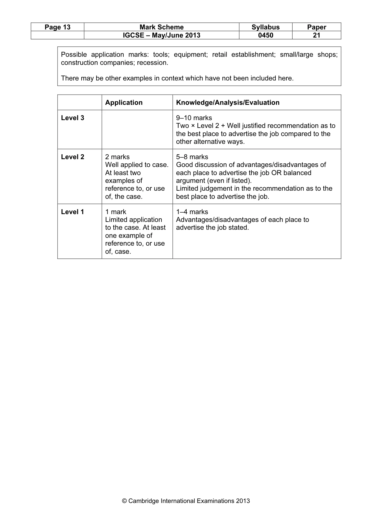 Mark scheme, page 13 of 16