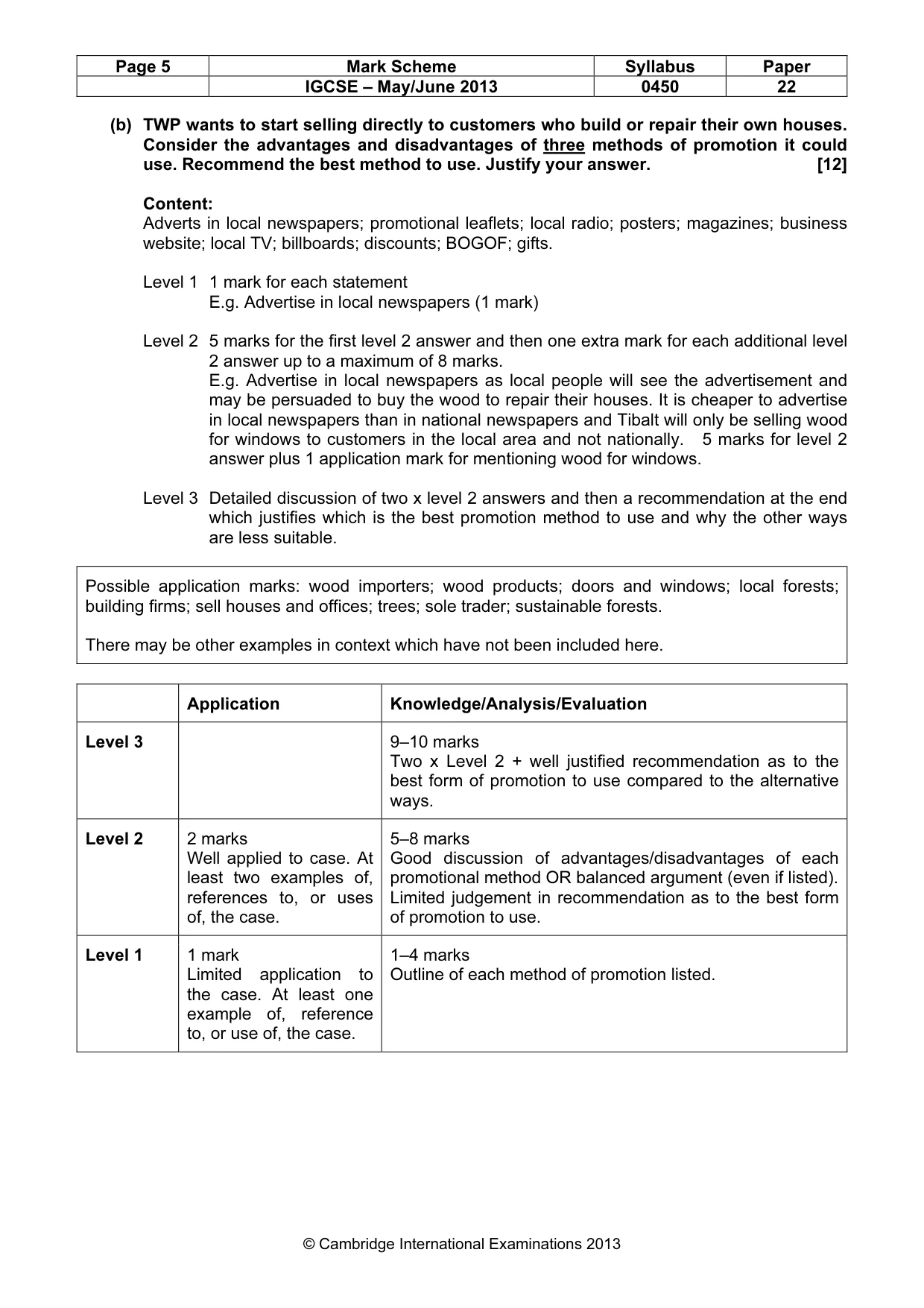 Mark scheme, page 5 of 10