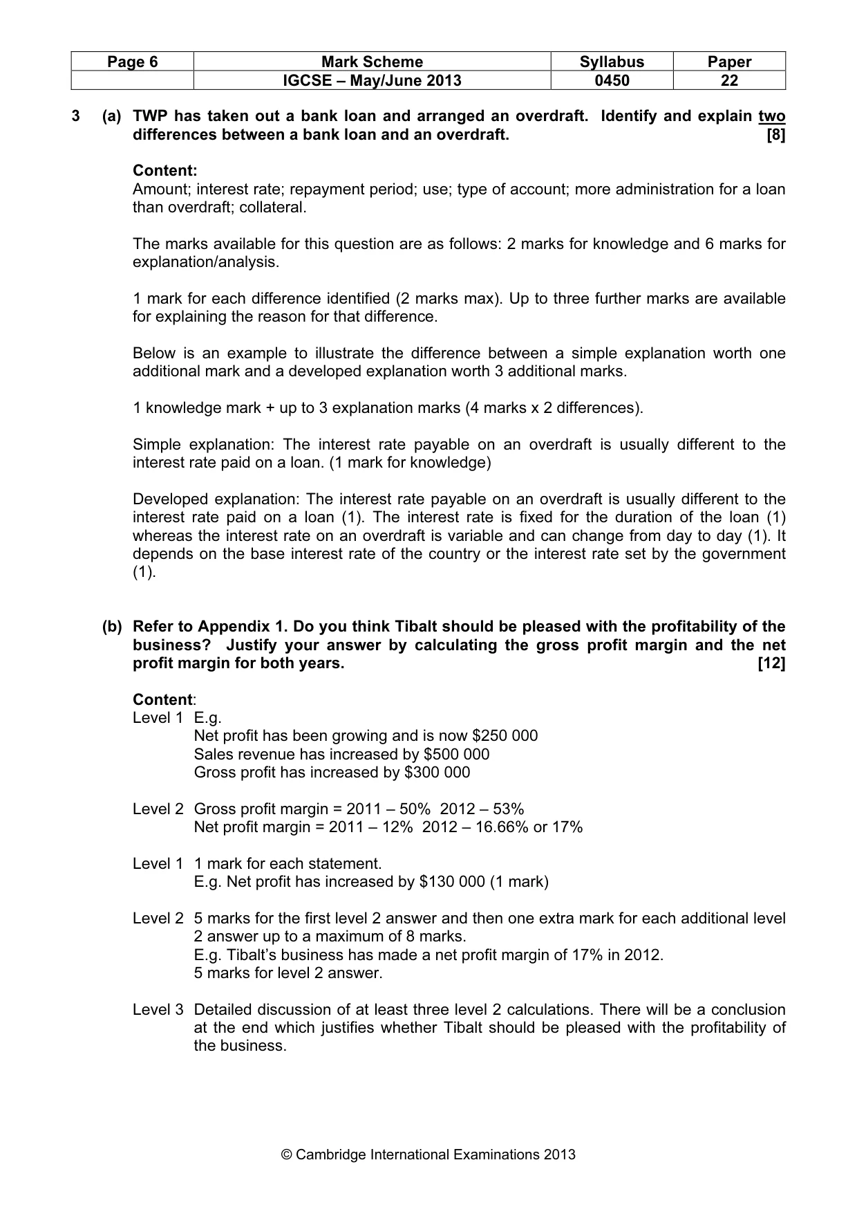 Mark scheme, page 6 of 10