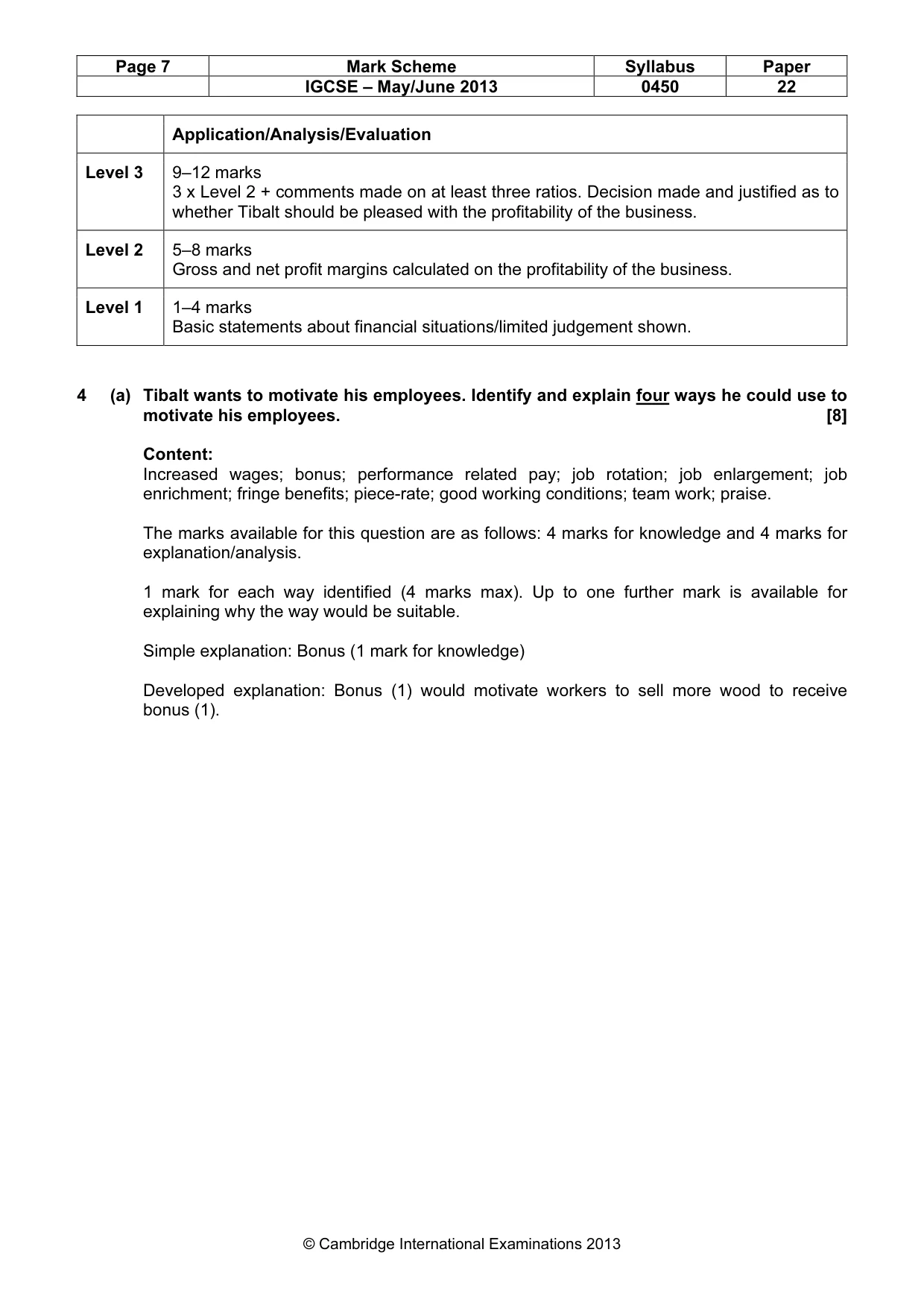 Mark scheme, page 7 of 10