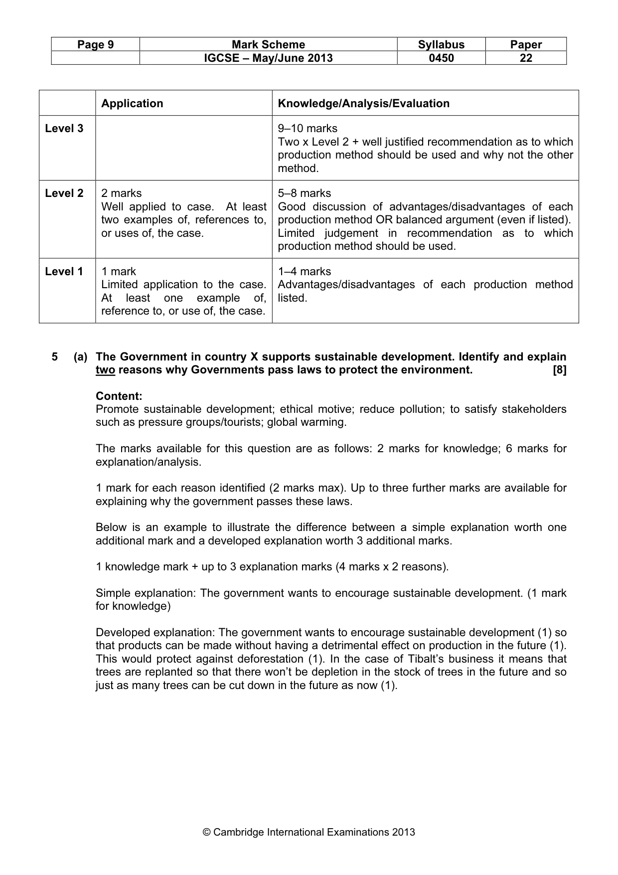 Mark scheme, page 9 of 10