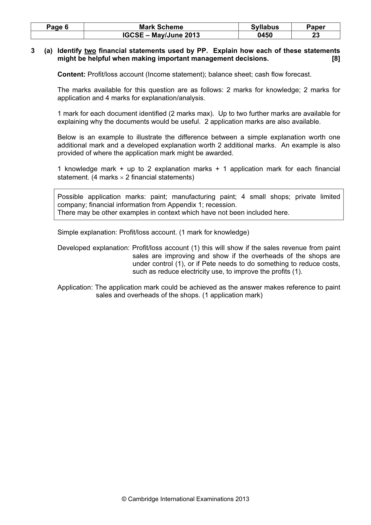 Mark scheme, page 6 of 11