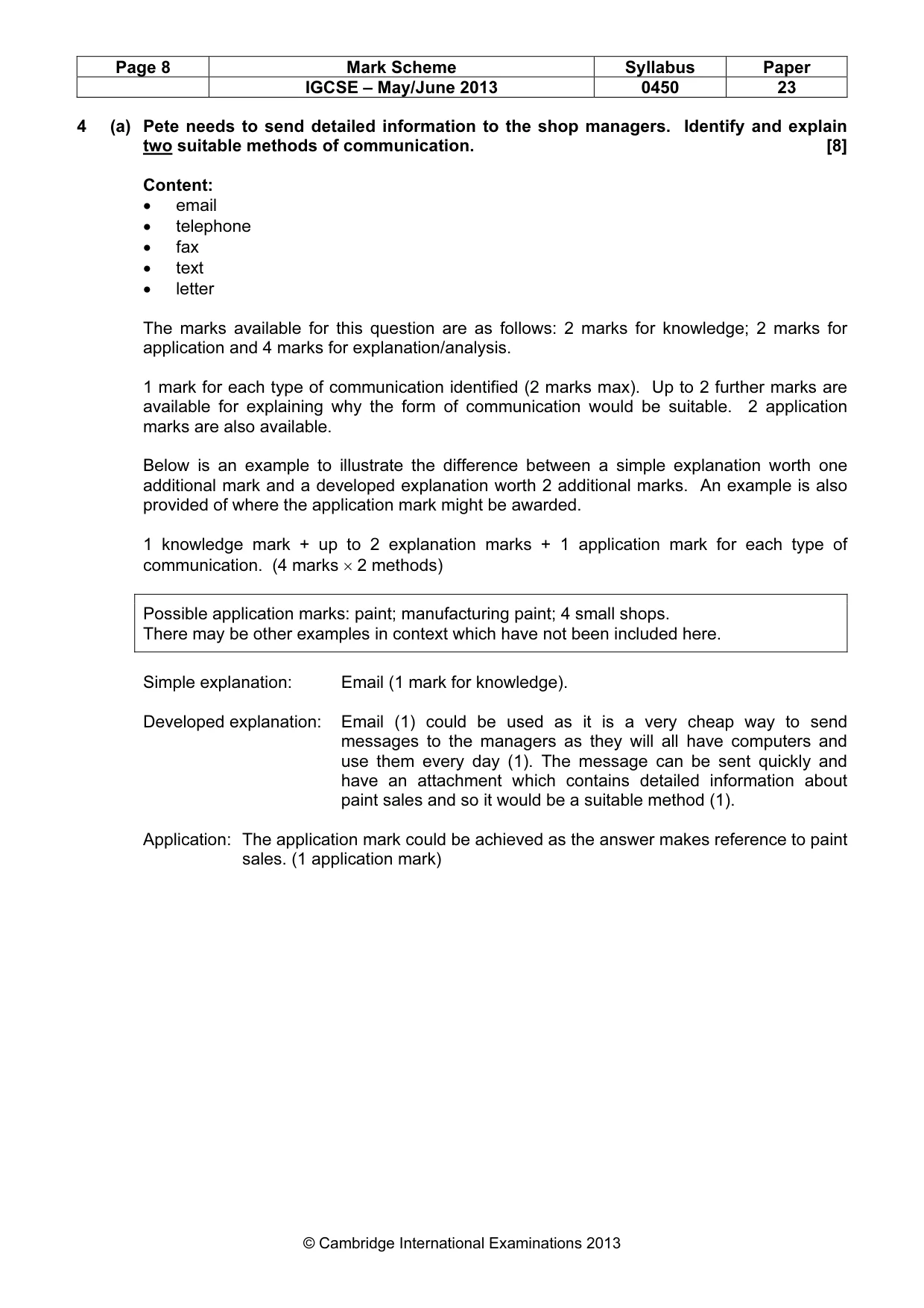 Mark scheme, page 8 of 11