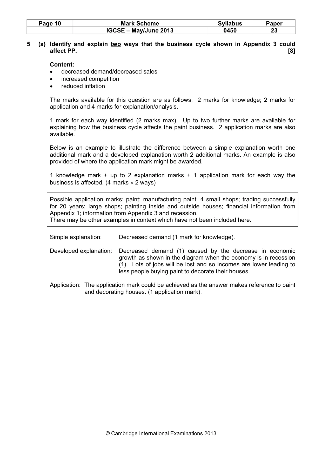 Mark scheme, page 10 of 11