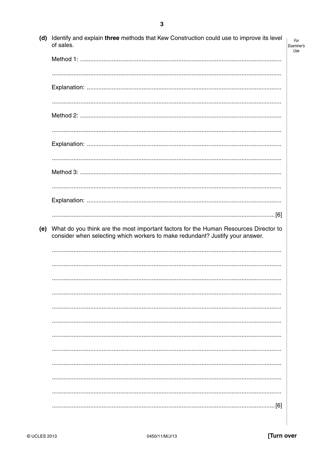 Cambridge IGCSE Business Studies 0450 2013 May/June Paper 1 · Variant 1 question paper, page 3 of 12