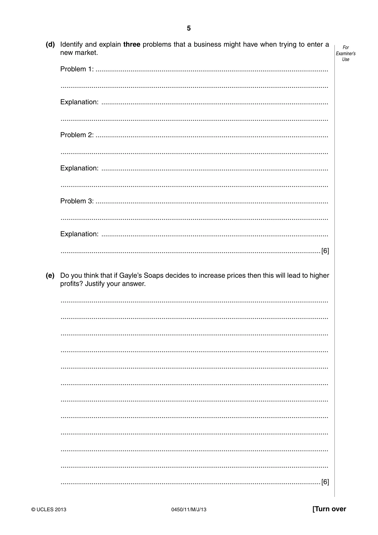 Cambridge IGCSE Business Studies 0450 2013 May/June Paper 1 · Variant 1 question paper, page 5 of 12