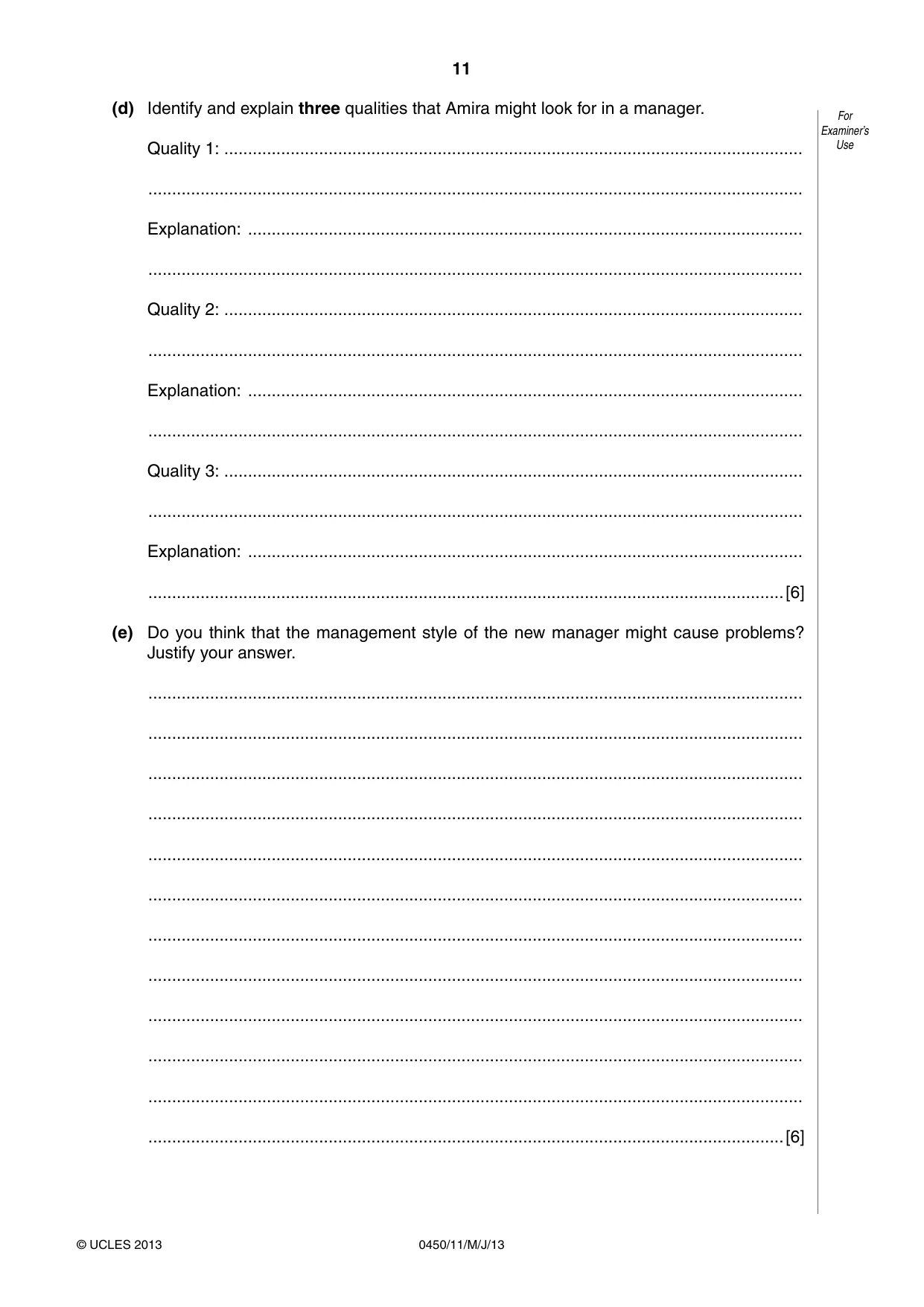 Cambridge IGCSE Business Studies 0450 2013 May/June Paper 1 · Variant 1 question paper, page 11 of 12