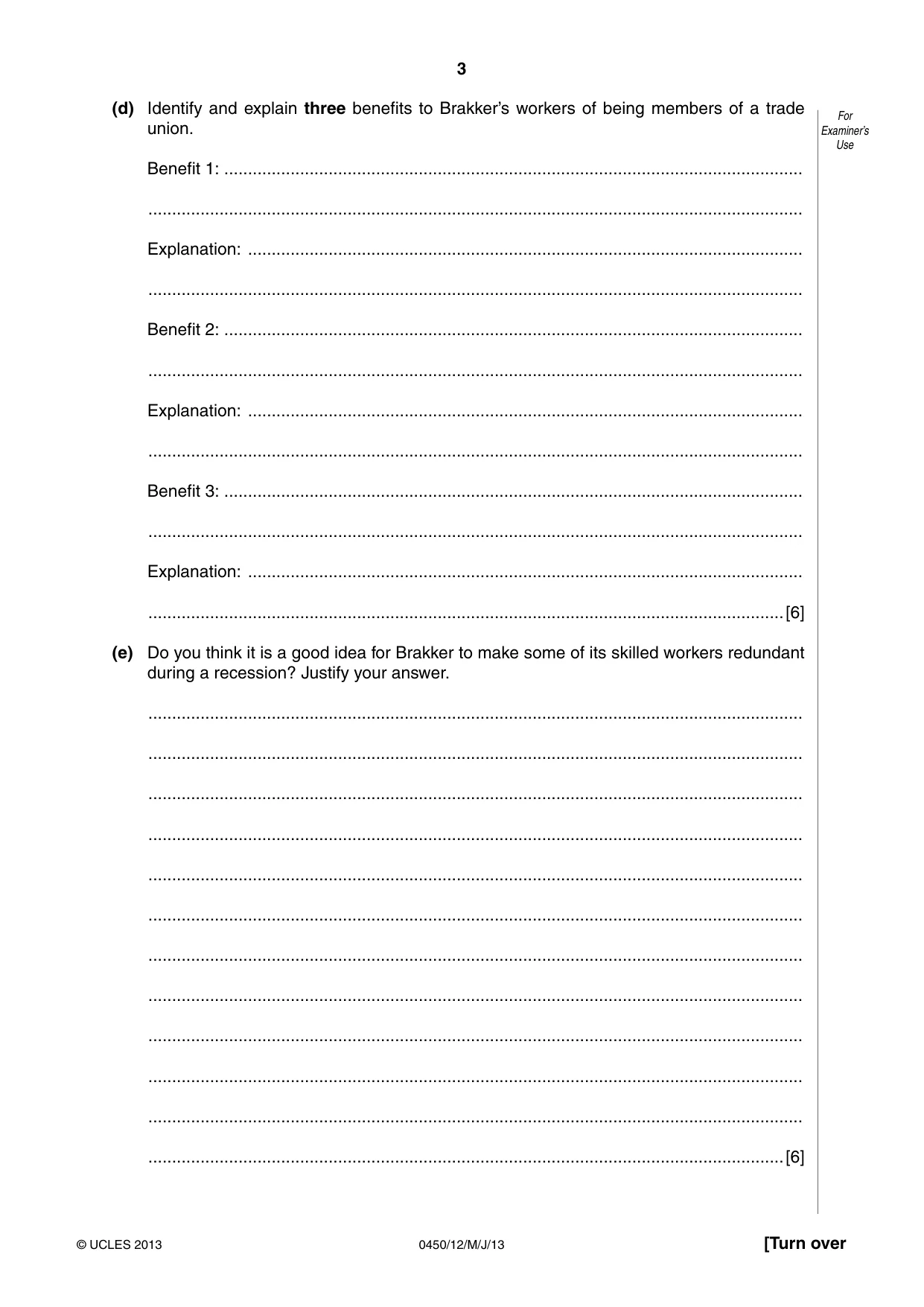 Cambridge IGCSE Business Studies 0450 2013 May/June Paper 1 · Variant 2 question paper, page 3 of 12
