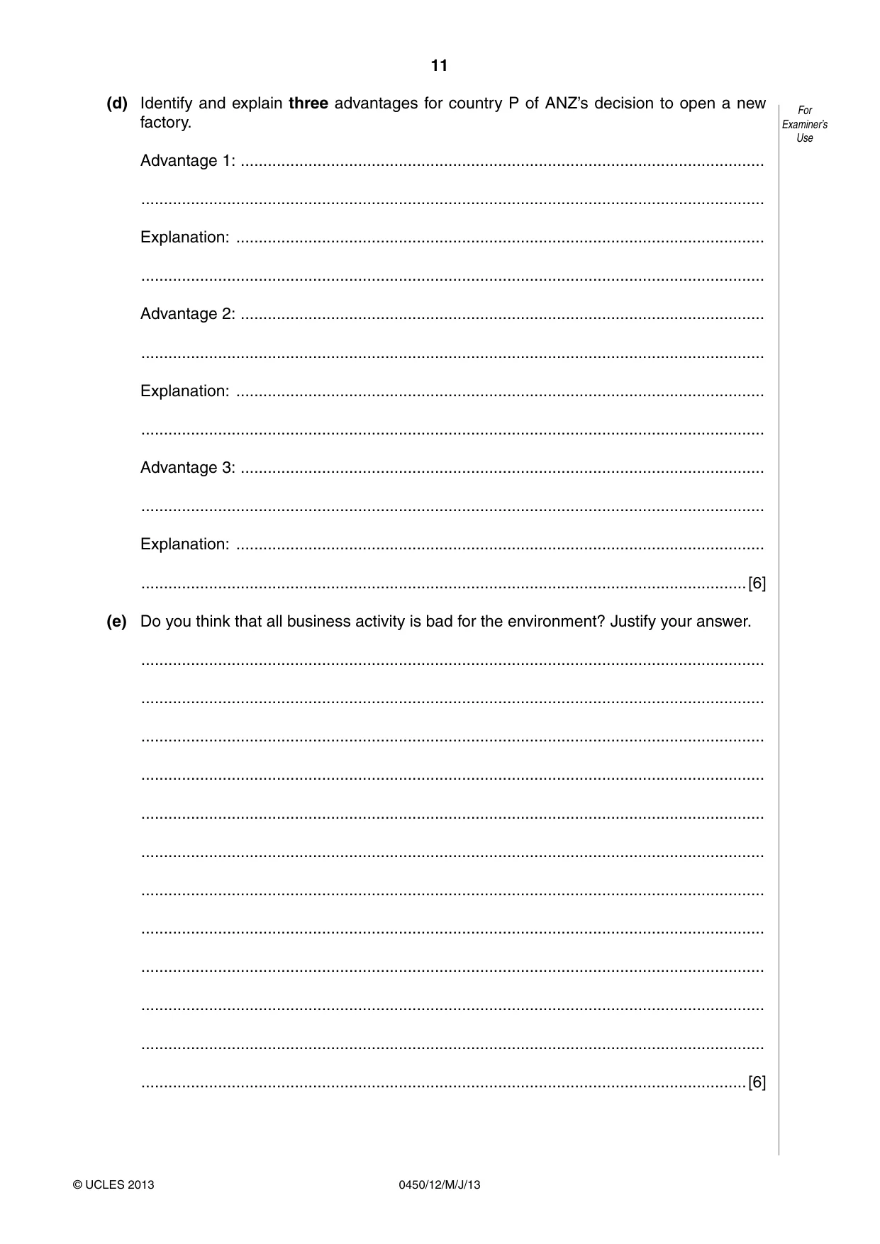 Cambridge IGCSE Business Studies 0450 2013 May/June Paper 1 · Variant 2 question paper, page 11 of 12