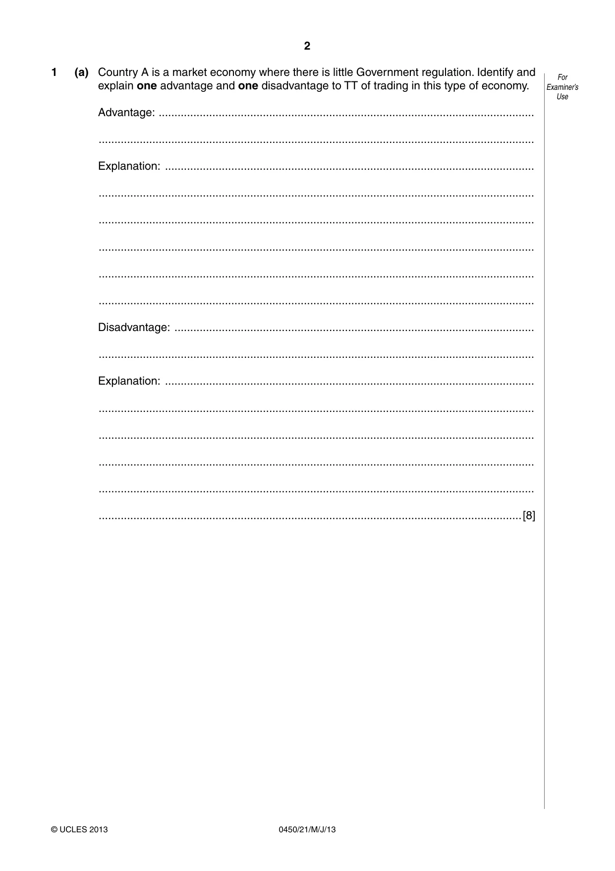 Cambridge IGCSE Business Studies 0450 2013 May/June Paper 2 · Variant 1 question paper, page 2 of 12
