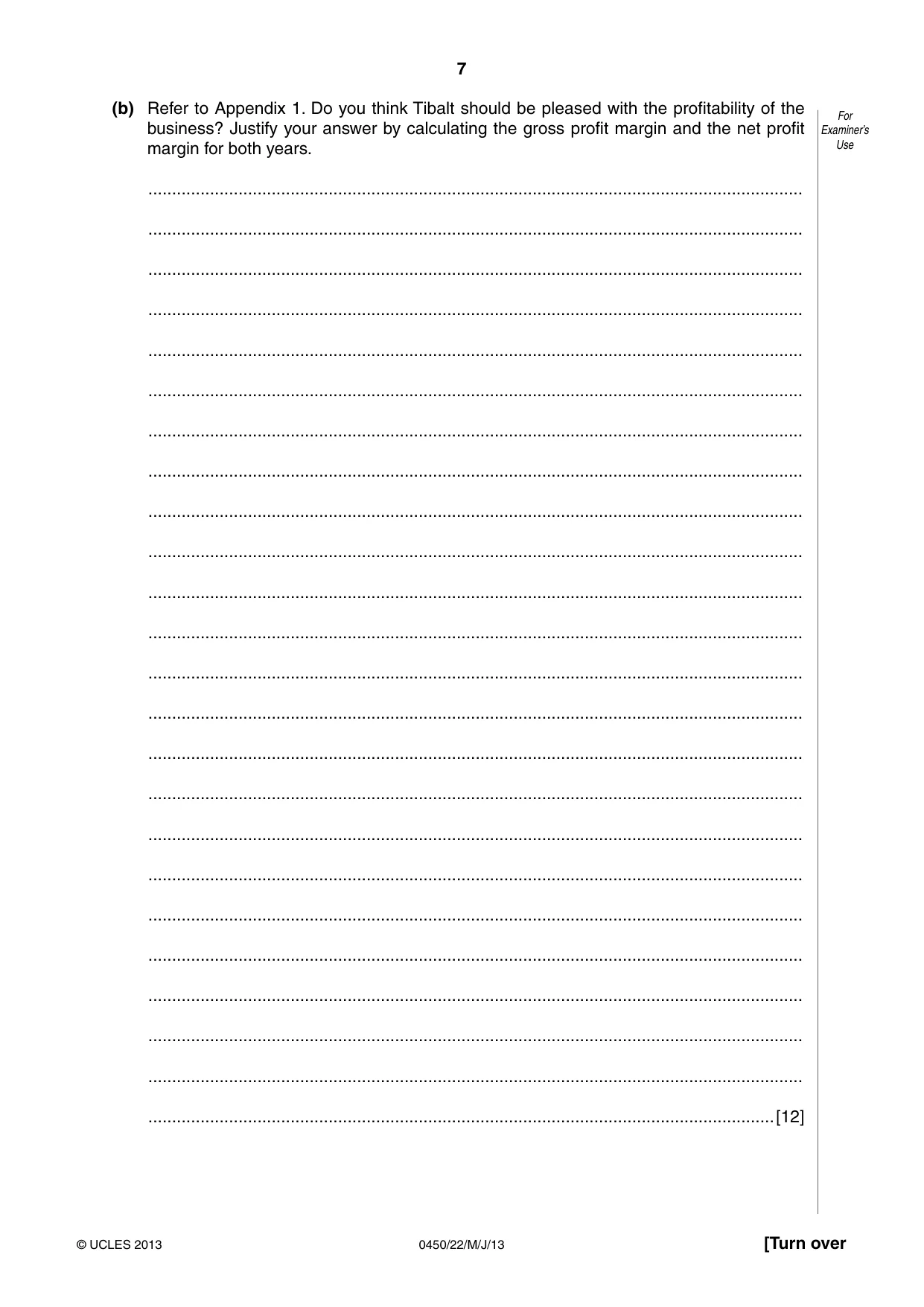 Cambridge IGCSE Business Studies 0450 2013 May/June Paper 2 · Variant 2 question paper, page 7 of 12