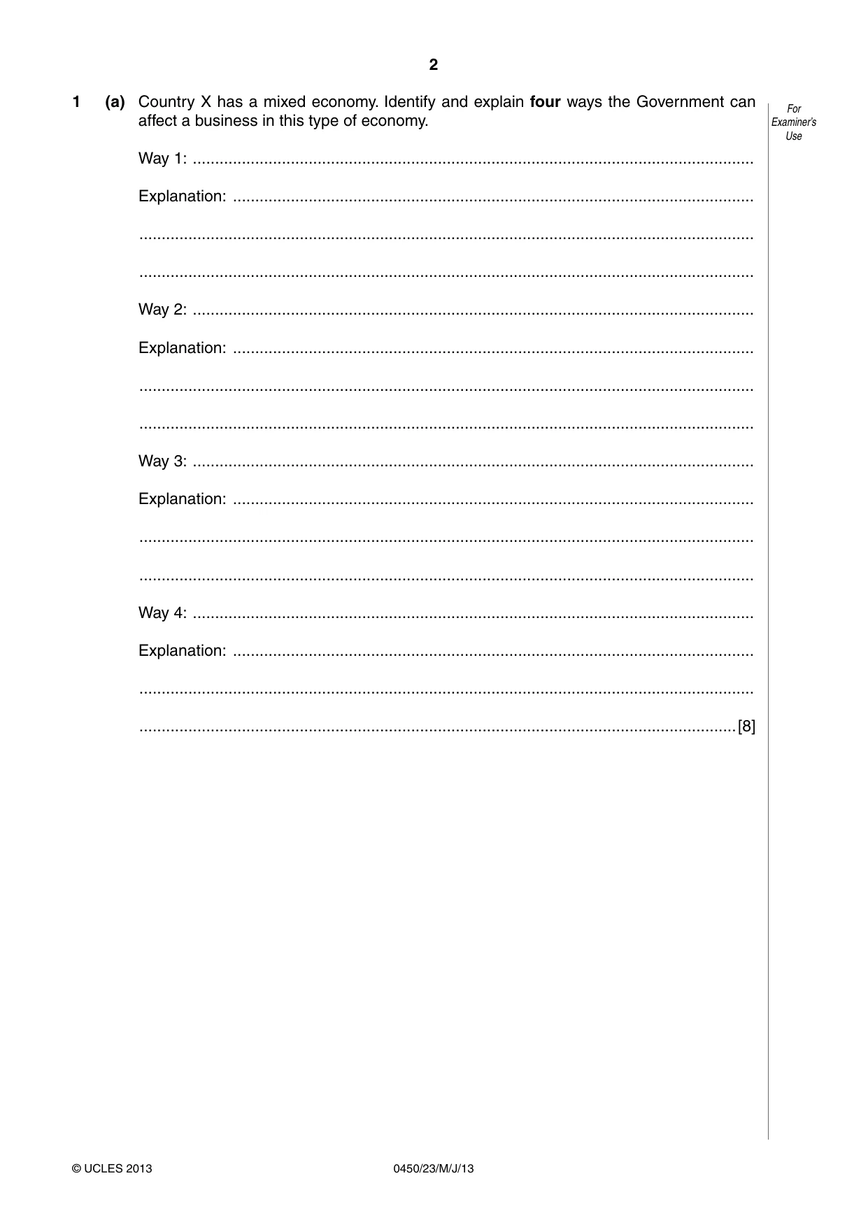 Cambridge IGCSE Business Studies 0450 2013 May/June Paper 2 · Variant 3 question paper, page 2 of 12