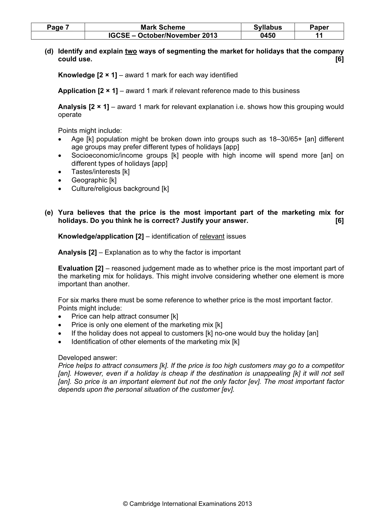 Mark scheme, page 7 of 11