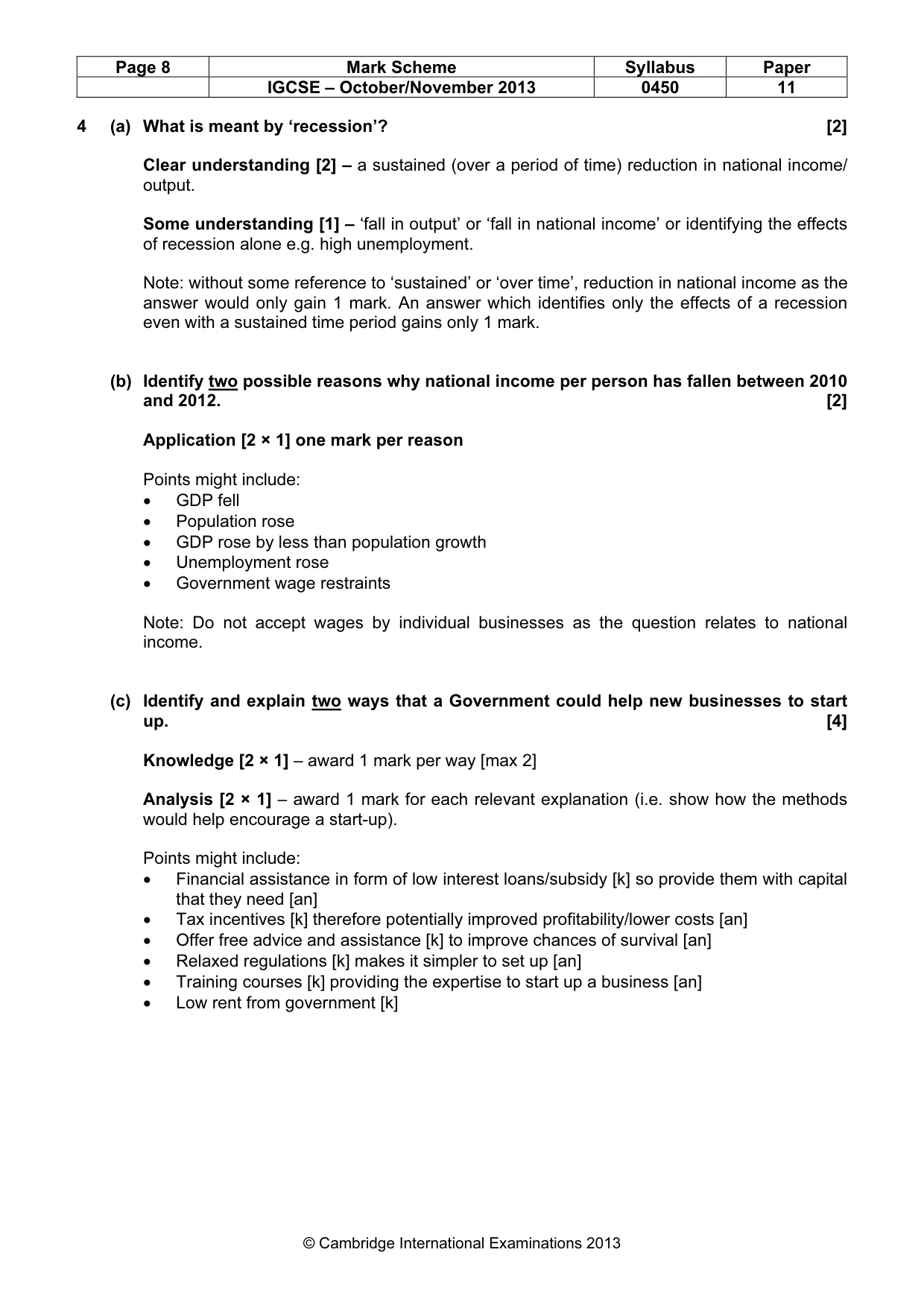 Mark scheme, page 8 of 11