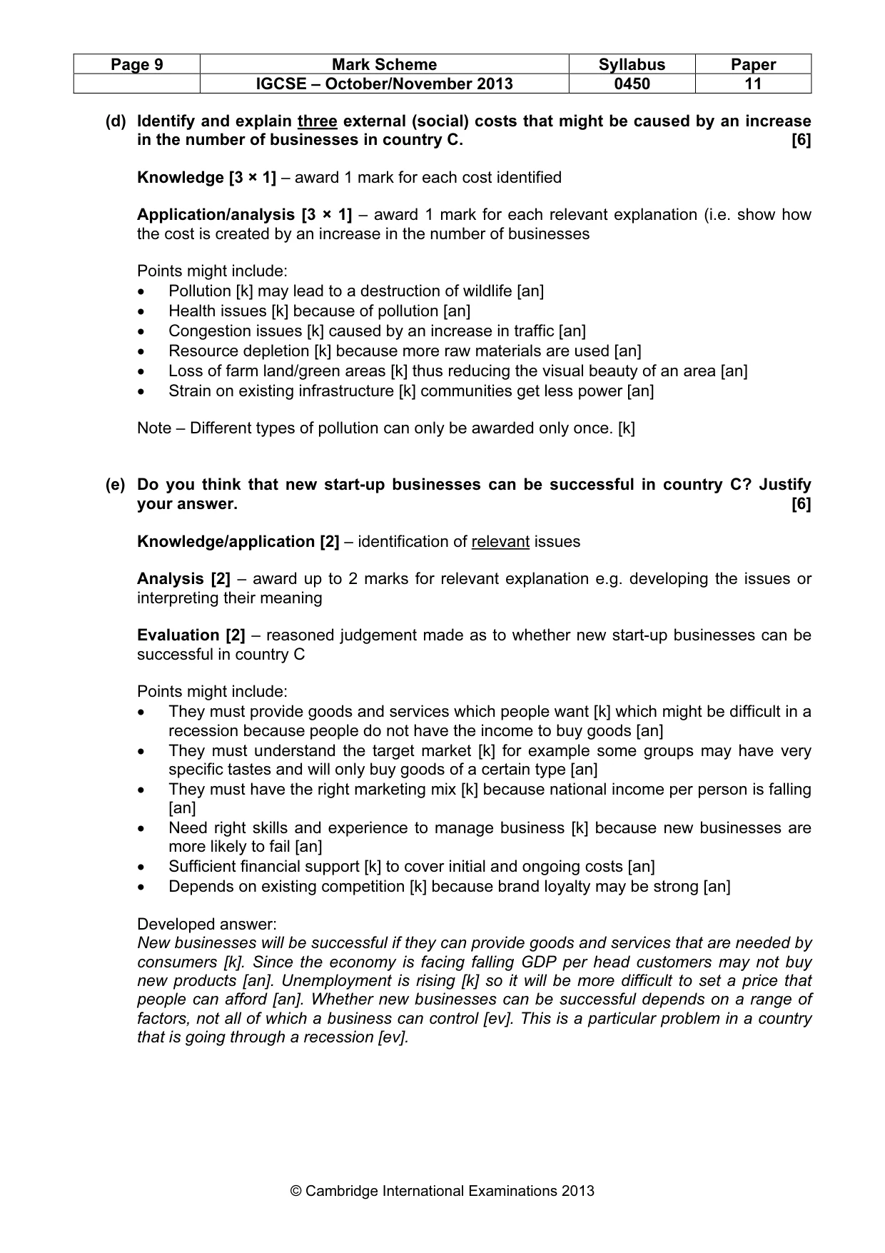 Mark scheme, page 9 of 11