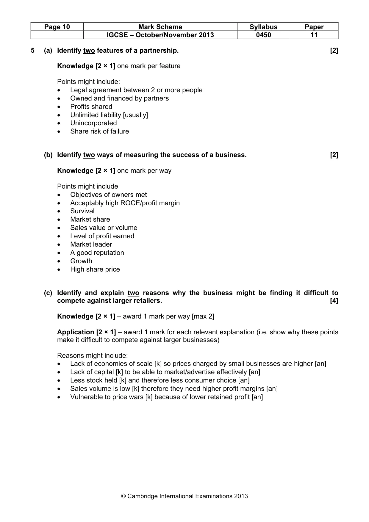 Mark scheme, page 10 of 11