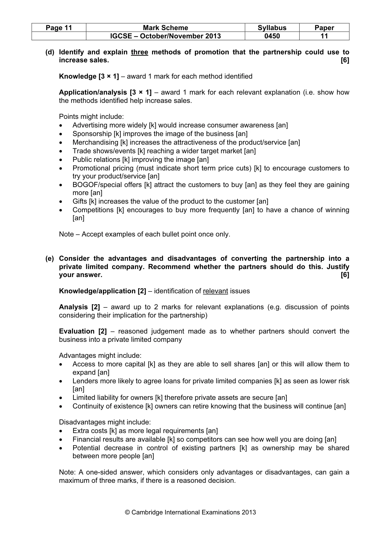 Mark scheme, page 11 of 11