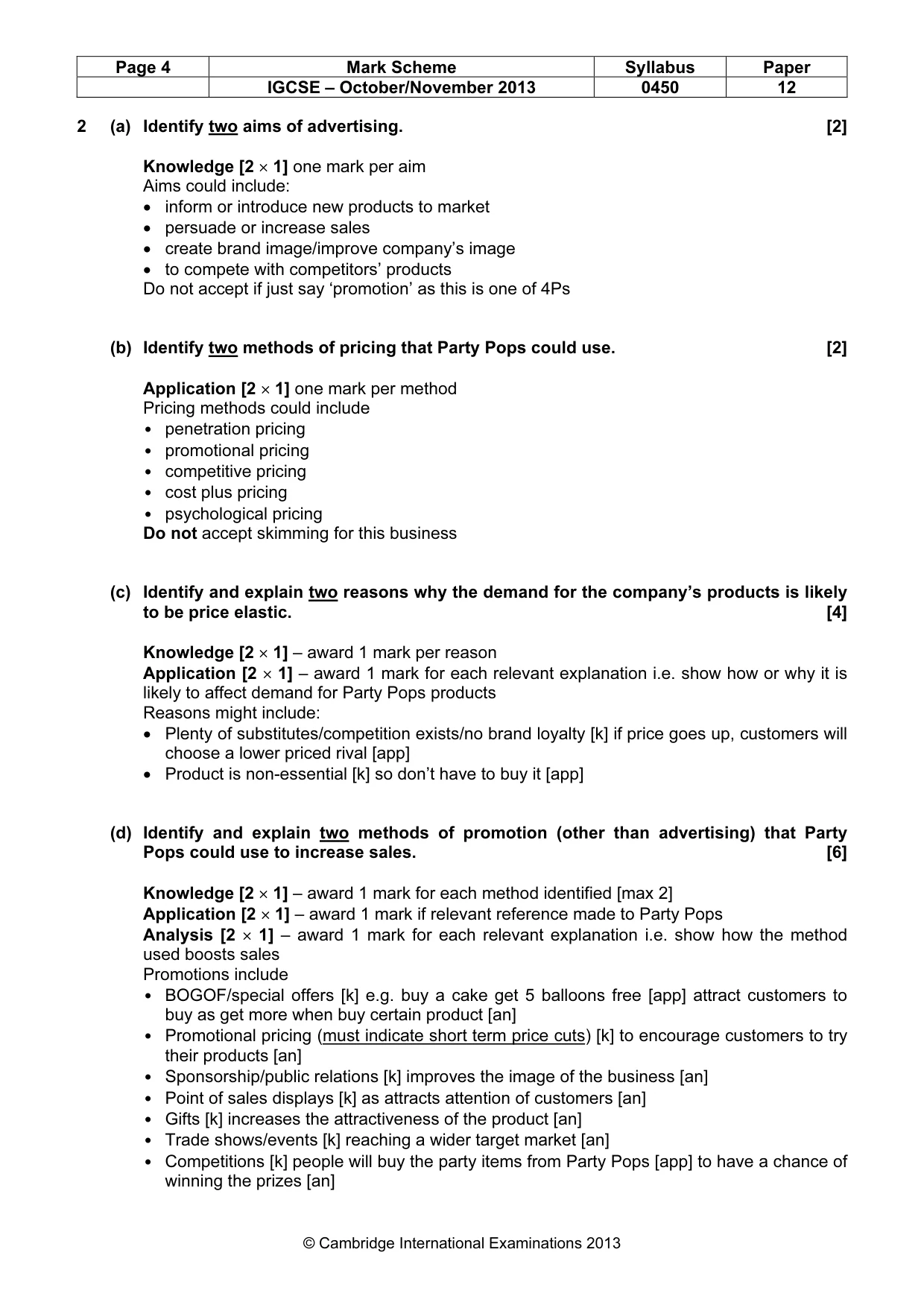 Mark scheme, page 4 of 11