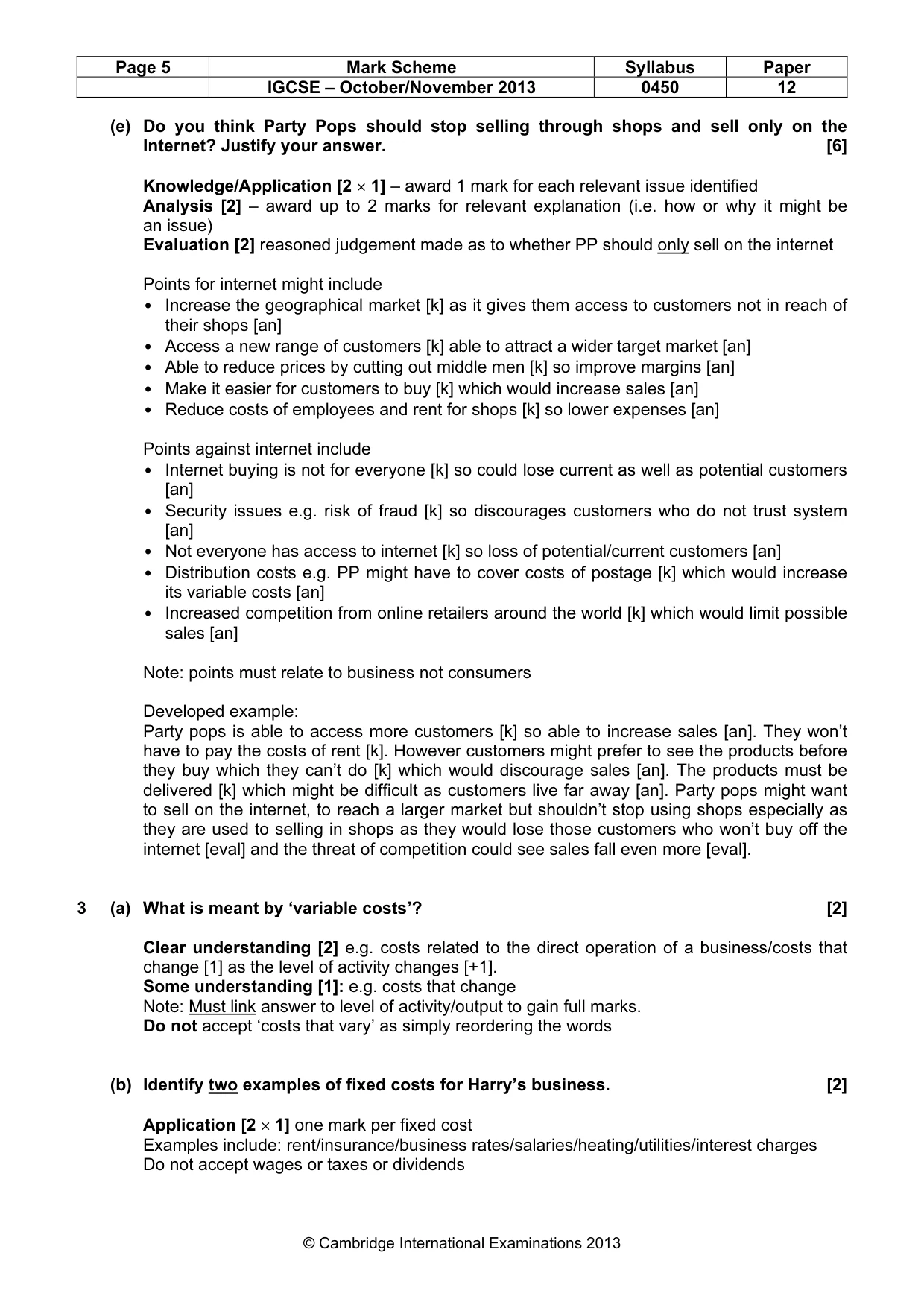 Mark scheme, page 5 of 11