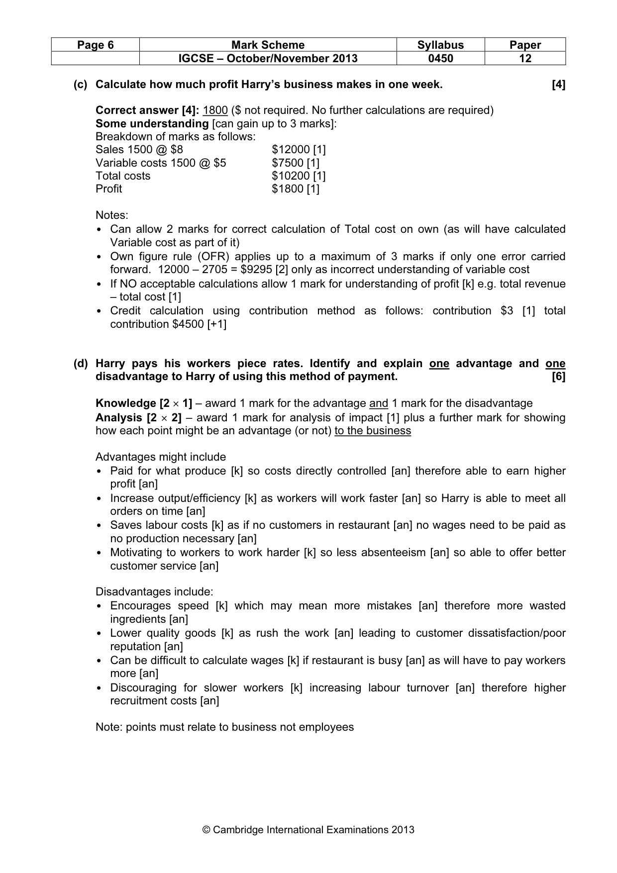 Mark scheme, page 6 of 11