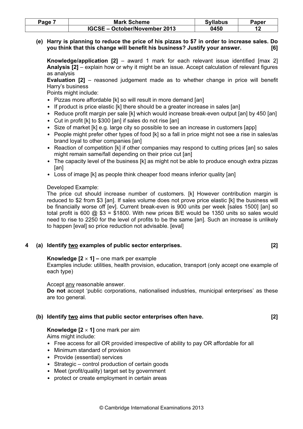 Mark scheme, page 7 of 11