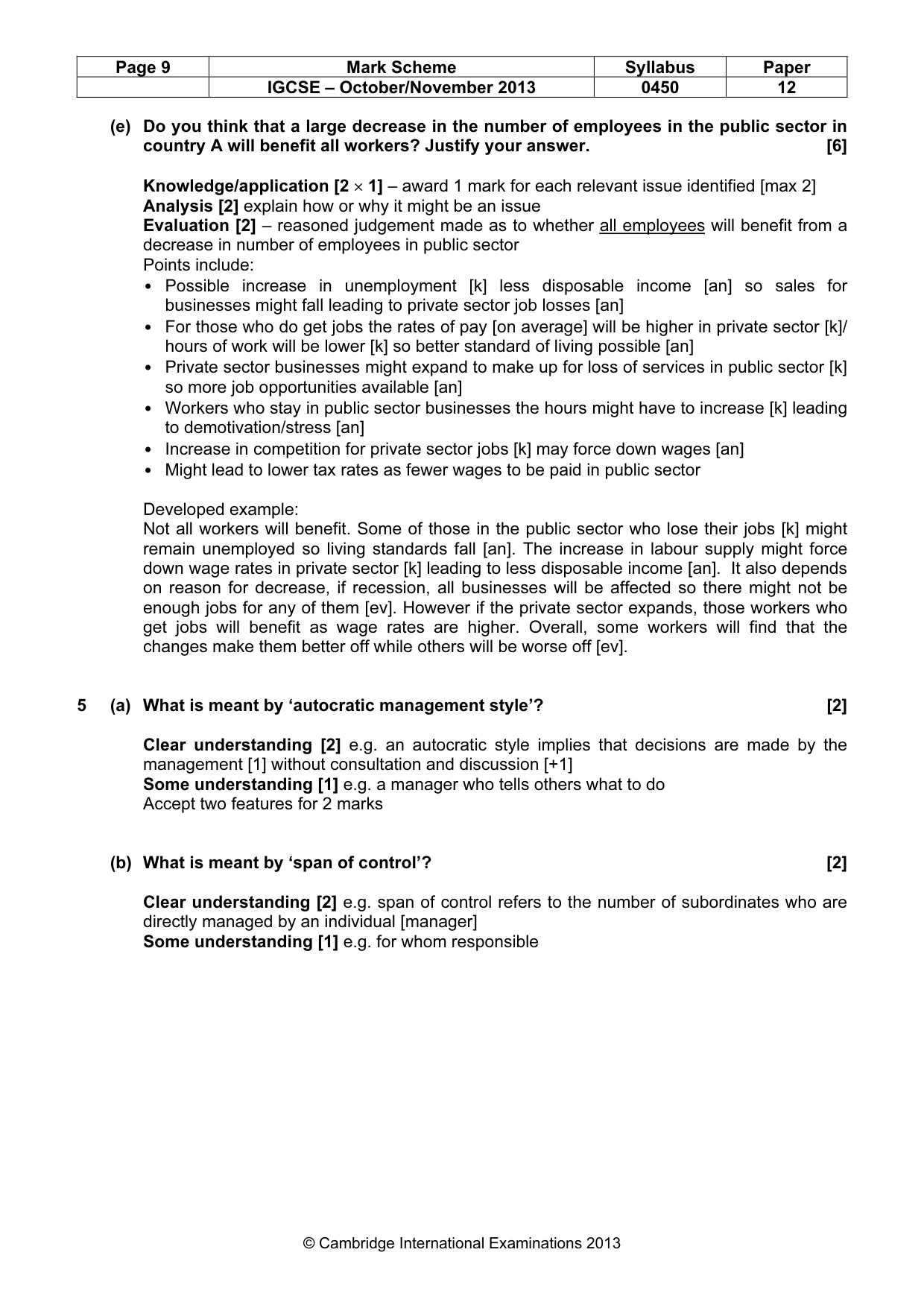 Mark scheme, page 9 of 11