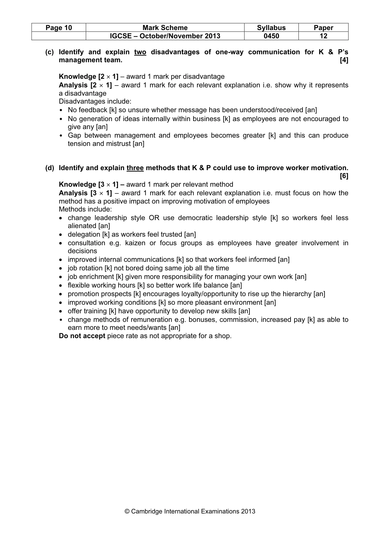Mark scheme, page 10 of 11