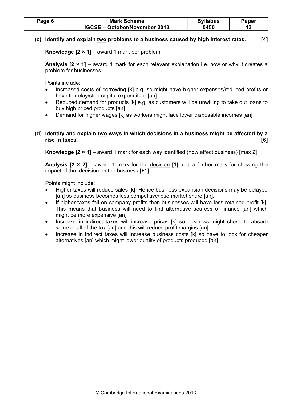 Mark scheme, page 6 of 10