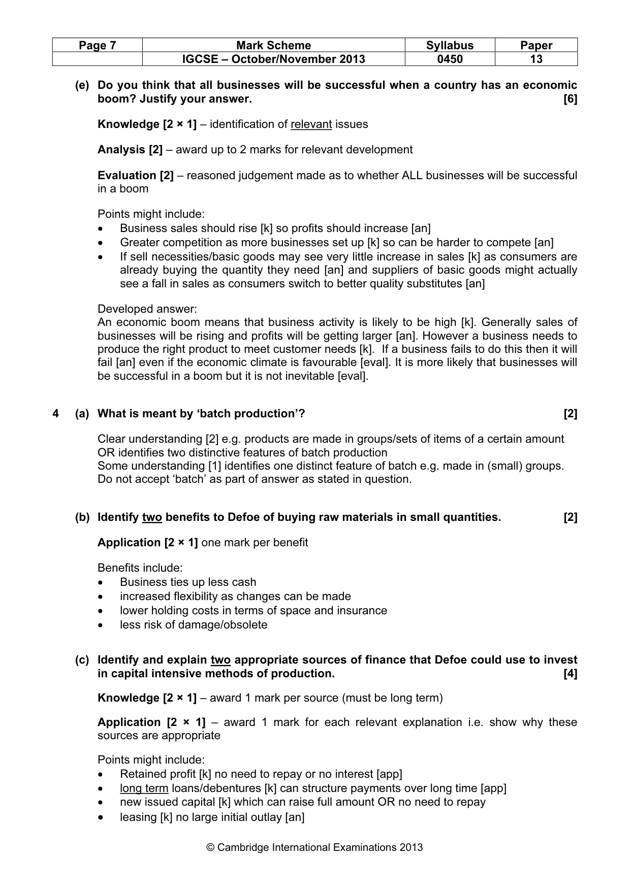 Mark scheme, page 7 of 10