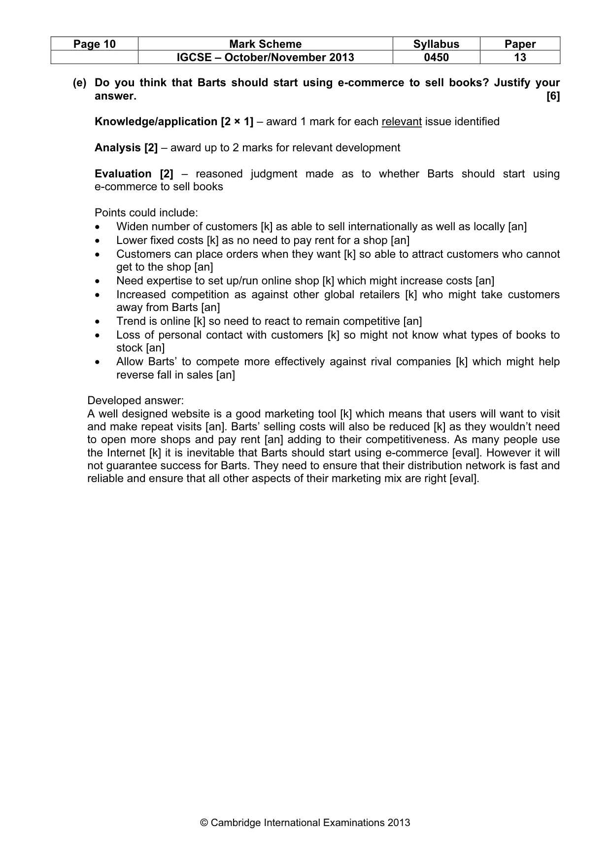 Mark scheme, page 10 of 10
