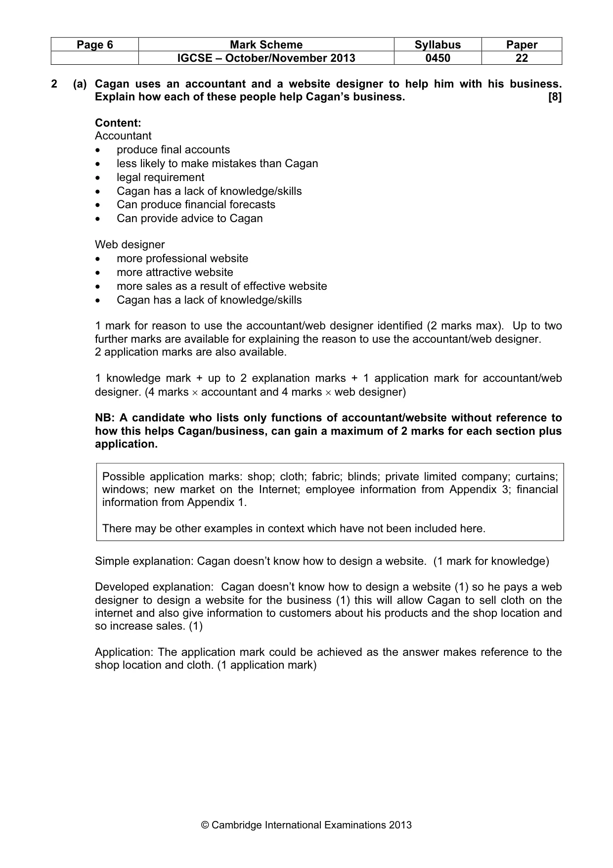 Mark scheme, page 6 of 14