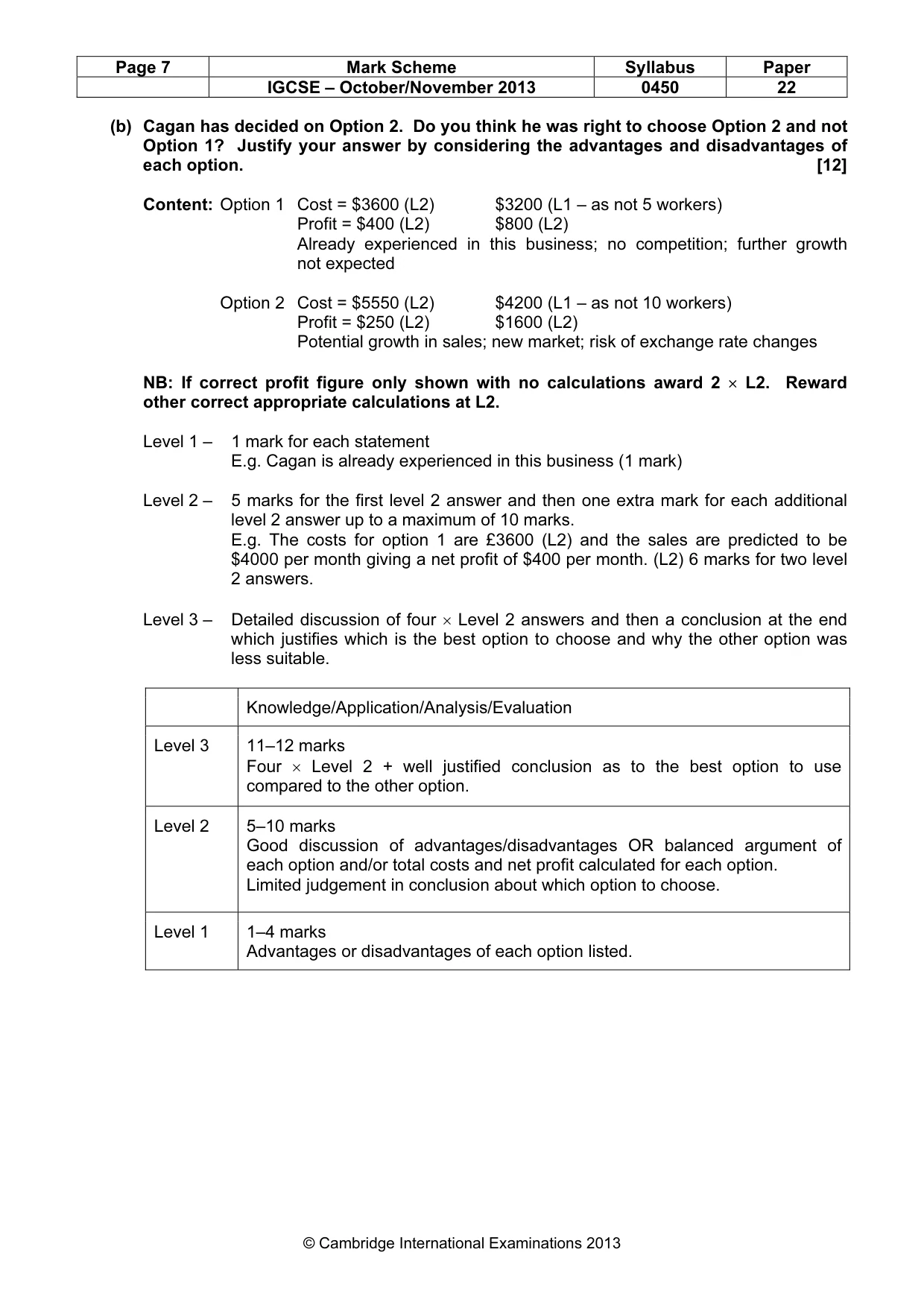 Mark scheme, page 7 of 14