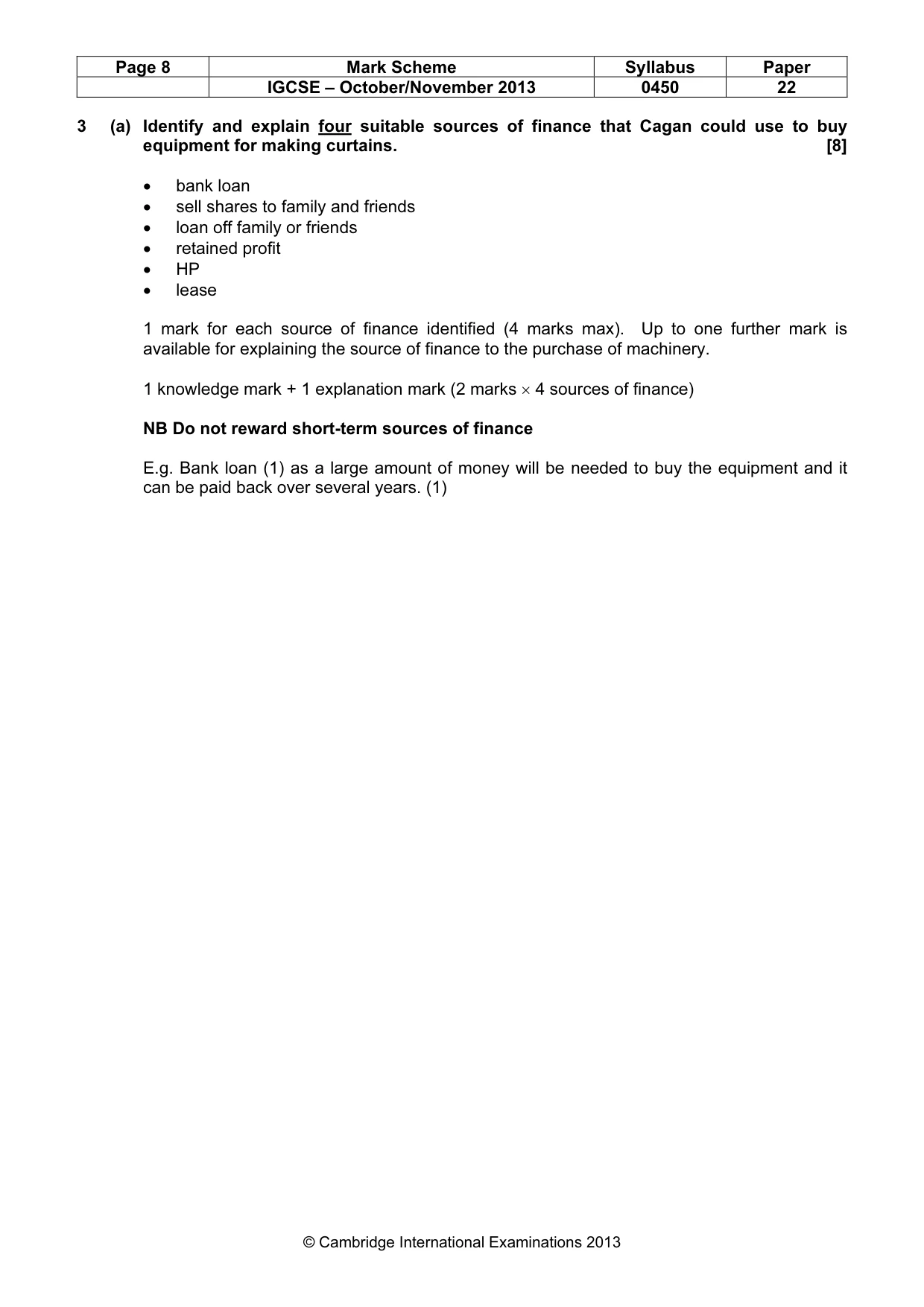 Mark scheme, page 8 of 14
