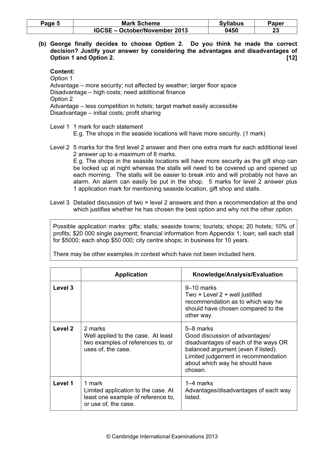 Mark scheme, page 5 of 12