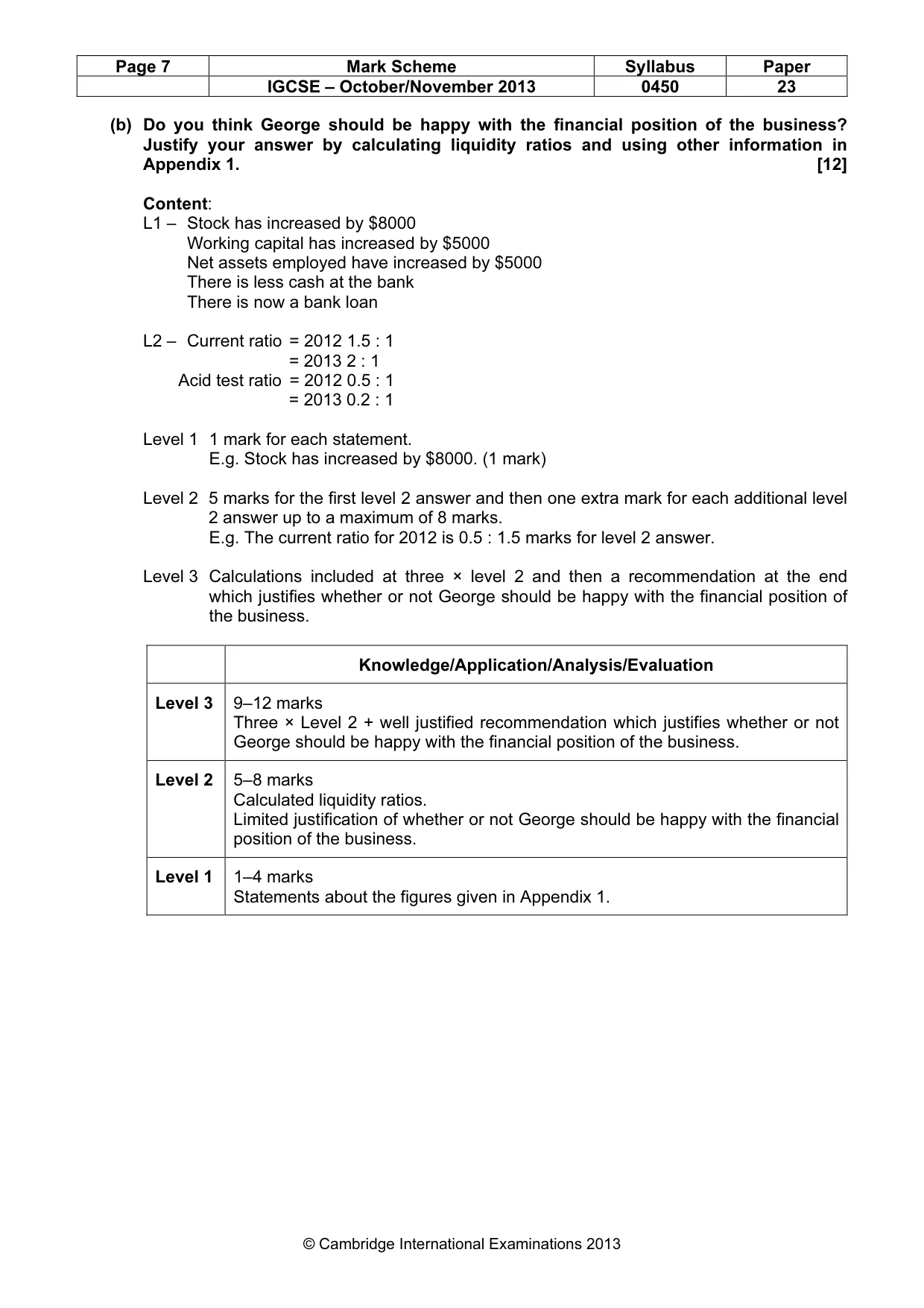 Mark scheme, page 7 of 12