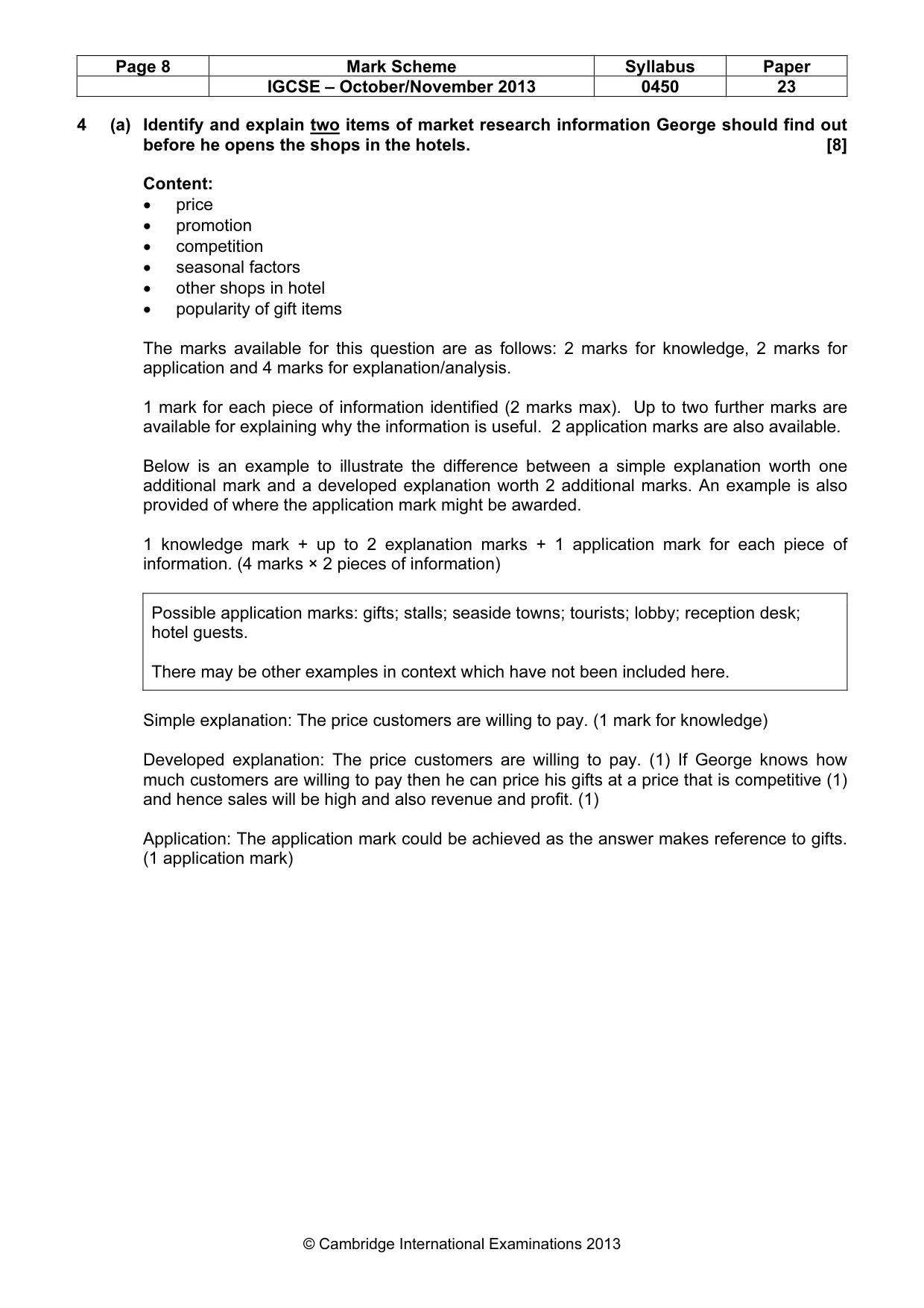 Mark scheme, page 8 of 12