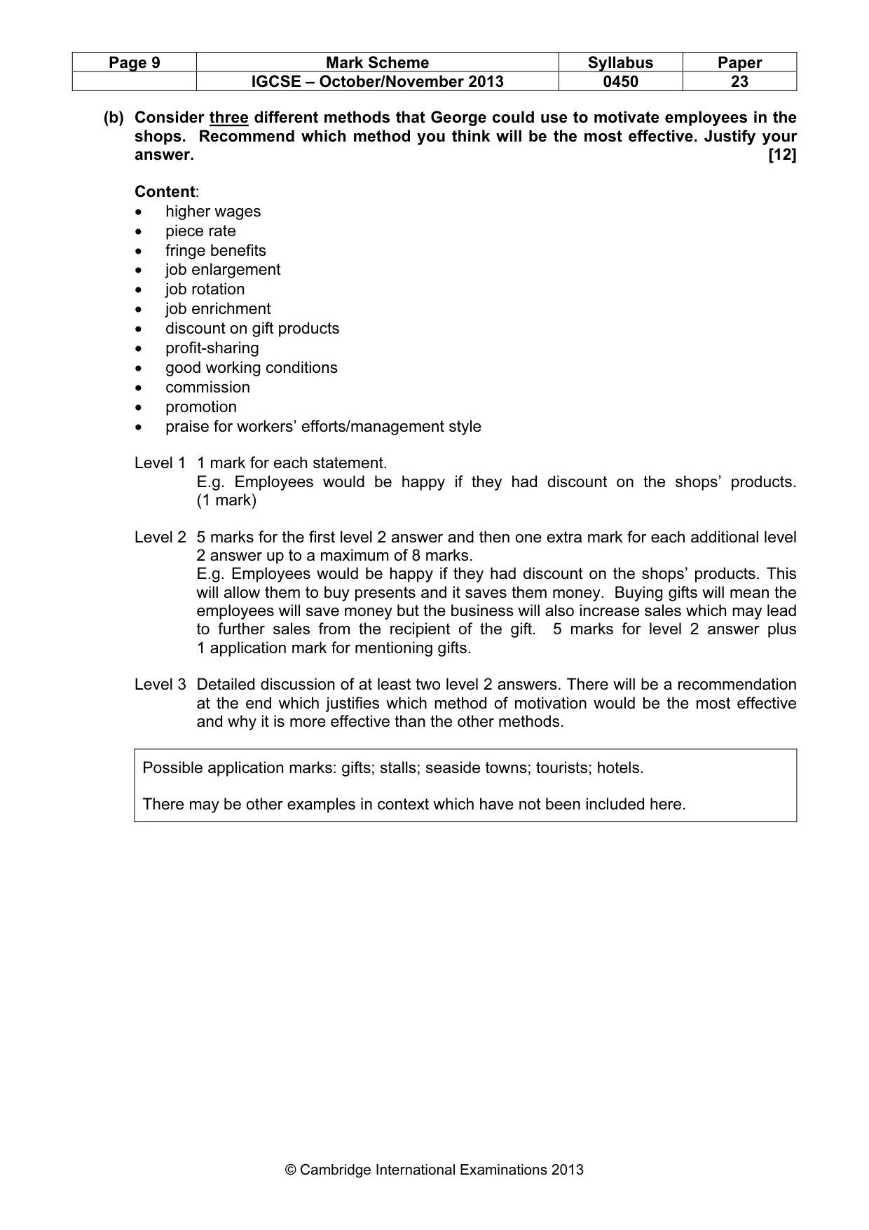 Mark scheme, page 9 of 12