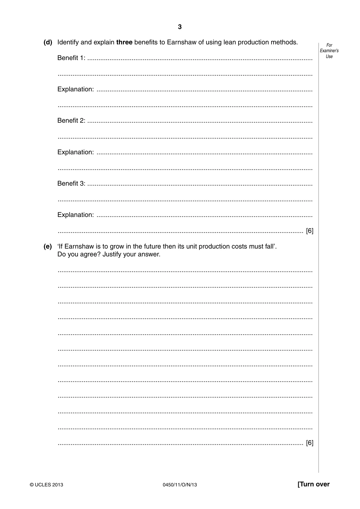 Cambridge IGCSE Business Studies 0450 2013 Oct/Nov Paper 1 · Variant 1 question paper, page 3 of 12