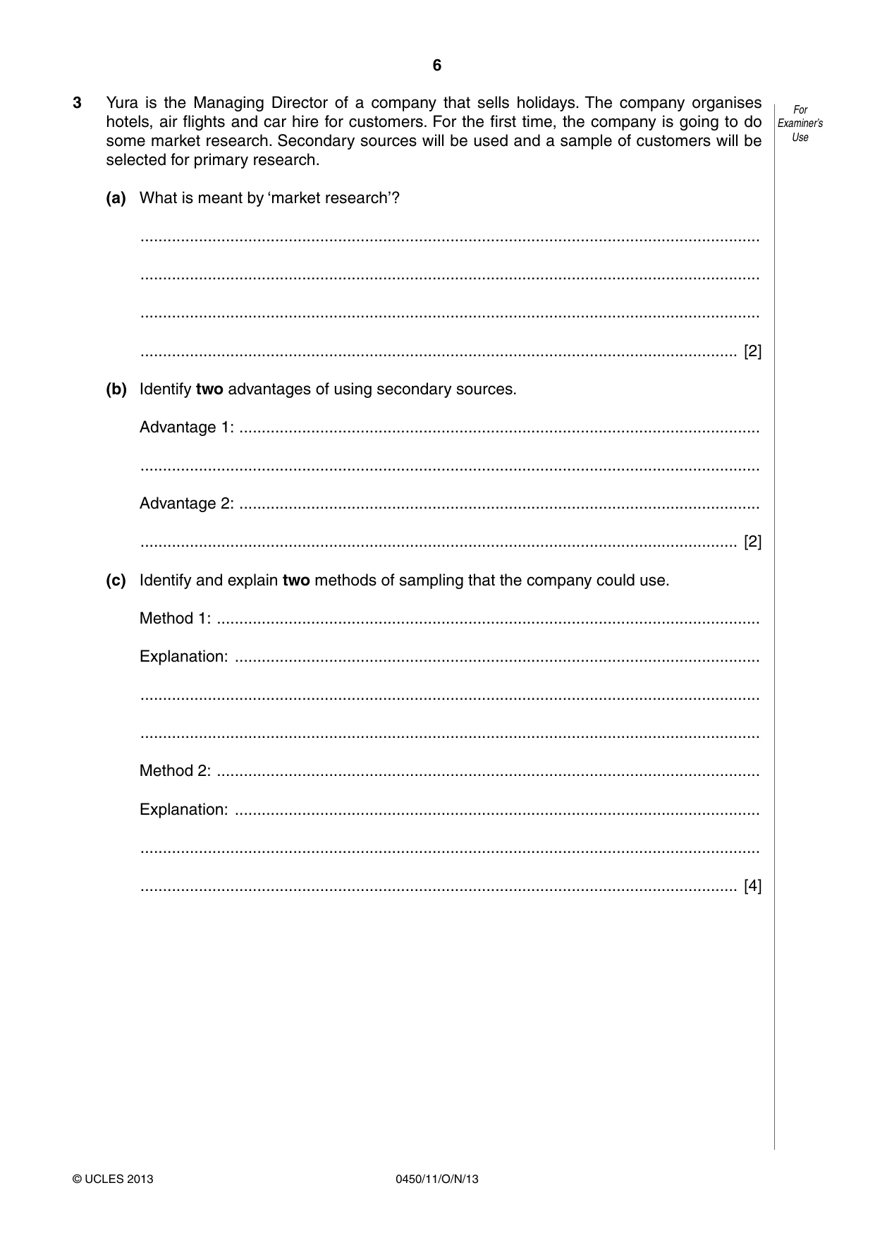 Cambridge IGCSE Business Studies 0450 2013 Oct/Nov Paper 1 · Variant 1 question paper, page 6 of 12