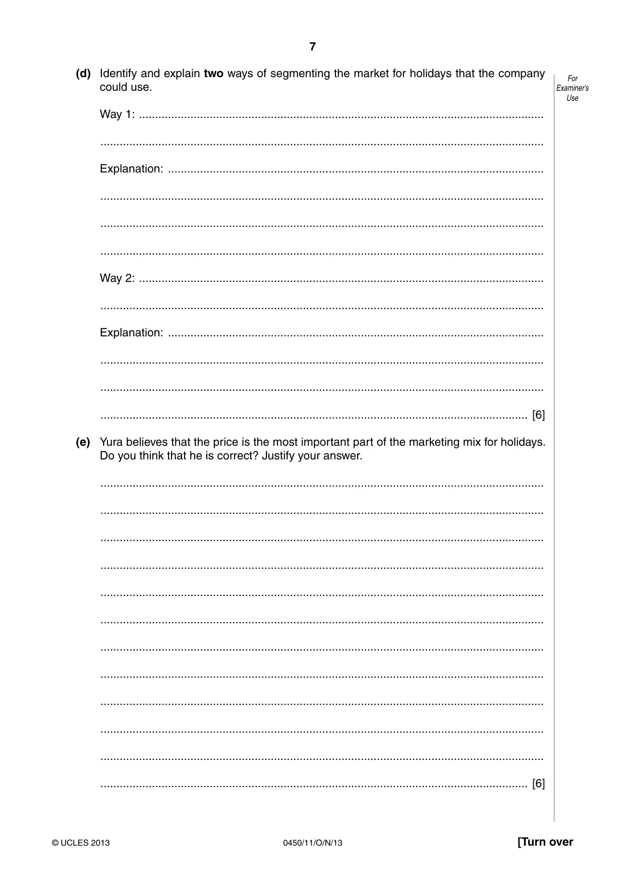 Cambridge IGCSE Business Studies 0450 2013 Oct/Nov Paper 1 · Variant 1 question paper, page 7 of 12
