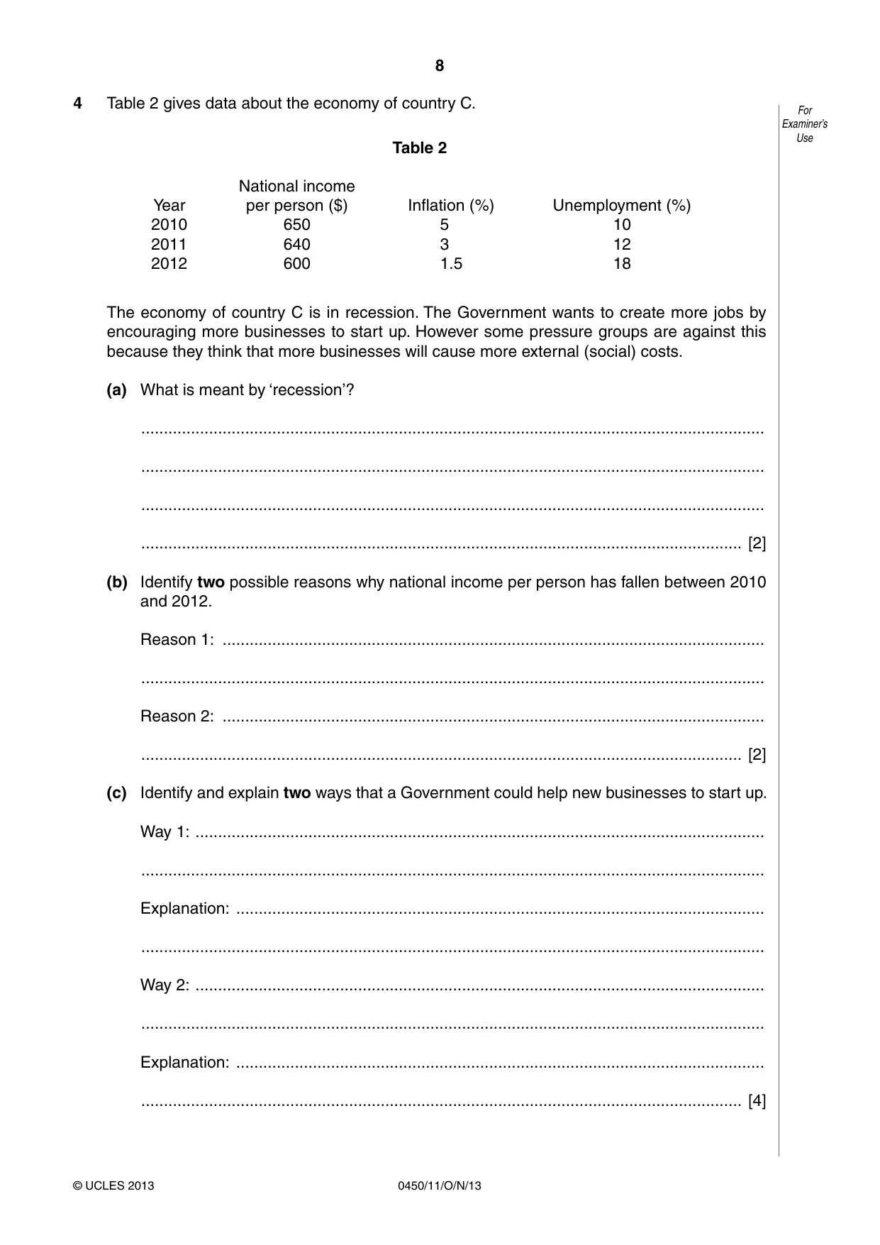 Cambridge IGCSE Business Studies 0450 2013 Oct/Nov Paper 1 · Variant 1 question paper, page 8 of 12