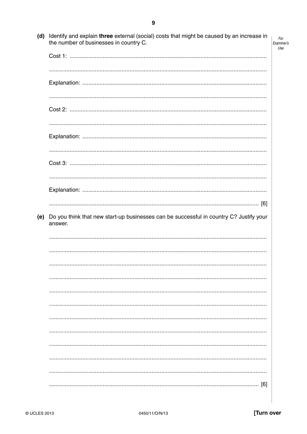 Cambridge IGCSE Business Studies 0450 2013 Oct/Nov Paper 1 · Variant 1 question paper, page 9 of 12