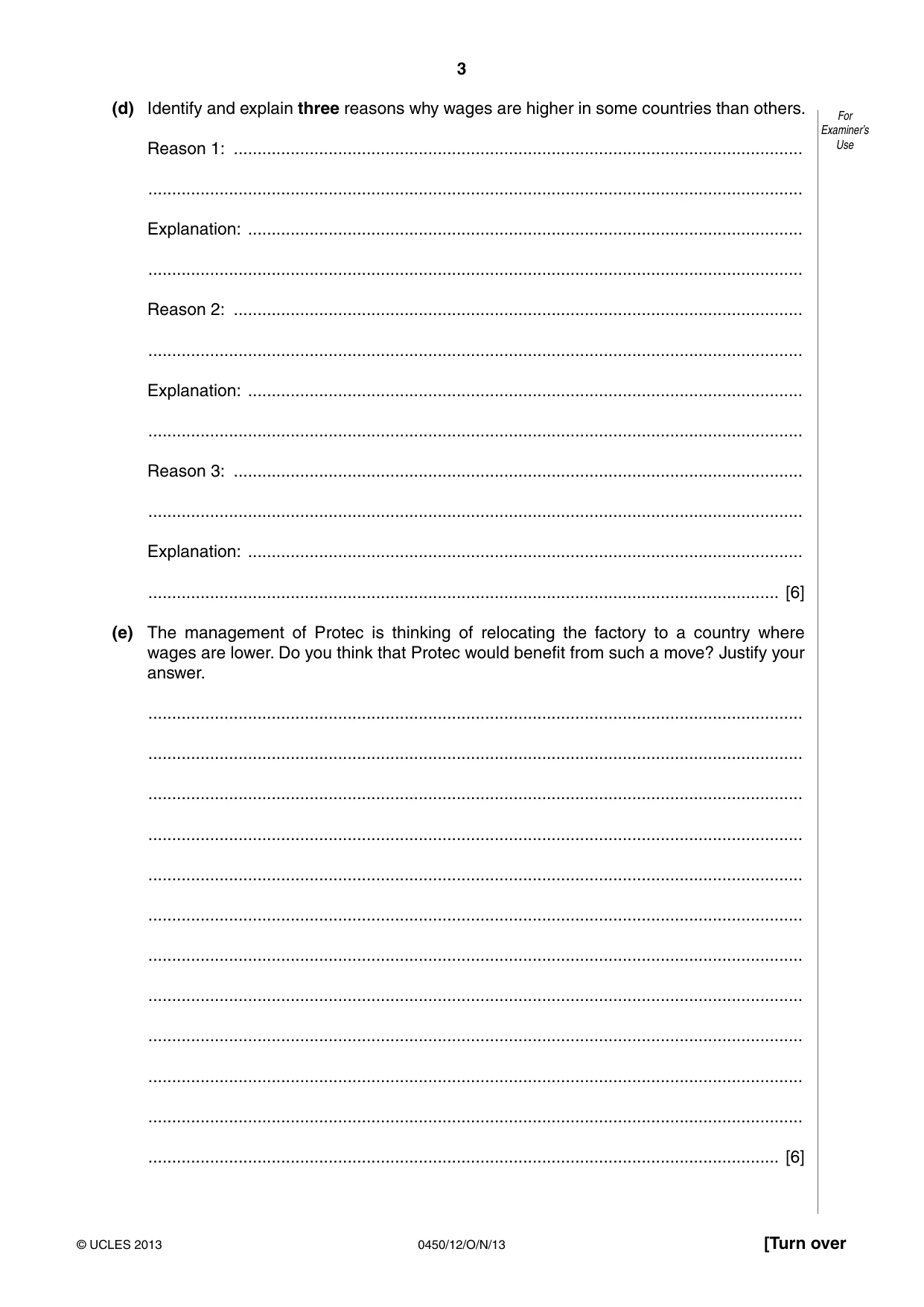 Cambridge IGCSE Business Studies 0450 2013 Oct/Nov Paper 1 · Variant 2 question paper, page 3 of 12
