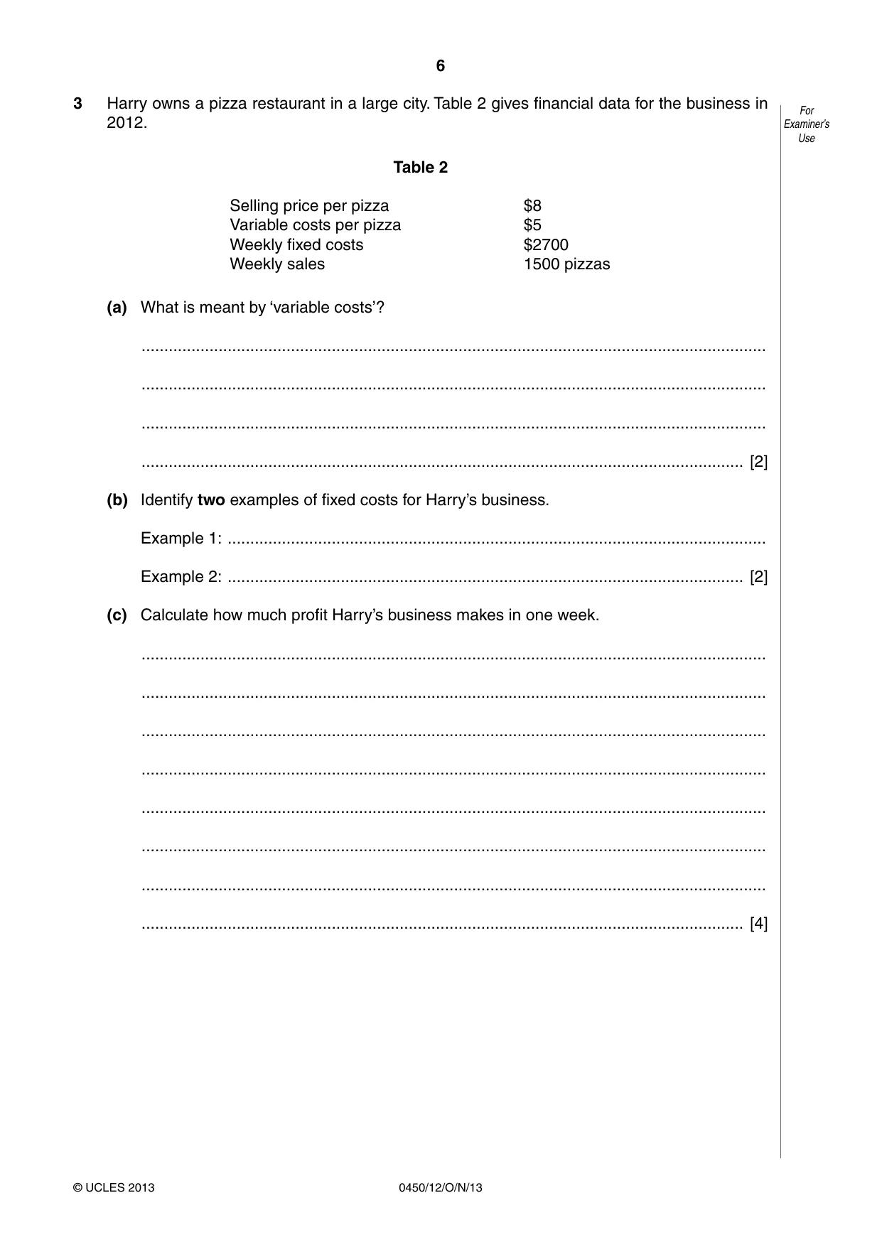 Cambridge IGCSE Business Studies 0450 2013 Oct/Nov Paper 1 · Variant 2 question paper, page 6 of 12